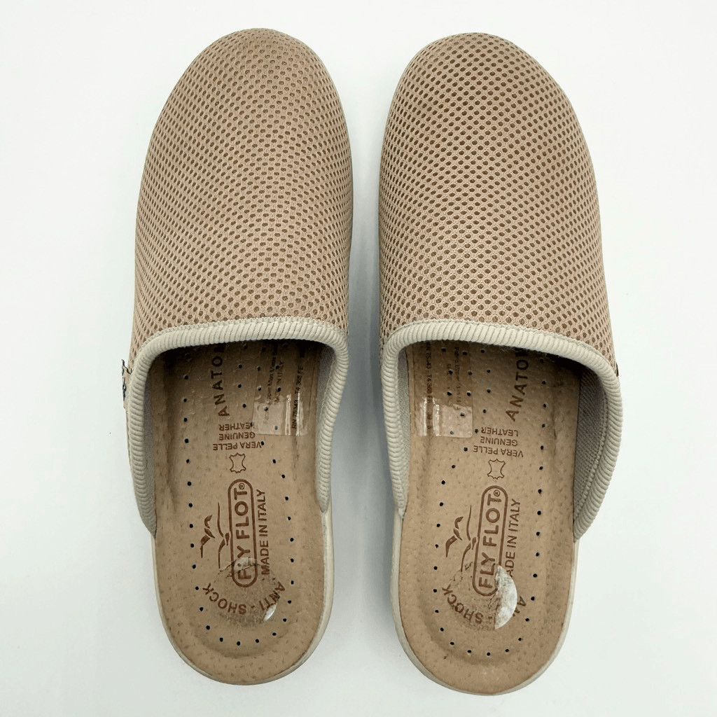 Fly Flot Womens Beige Slip-On Mule Shoes Cloth Slippers – US Size 8-8.5 / EU 39