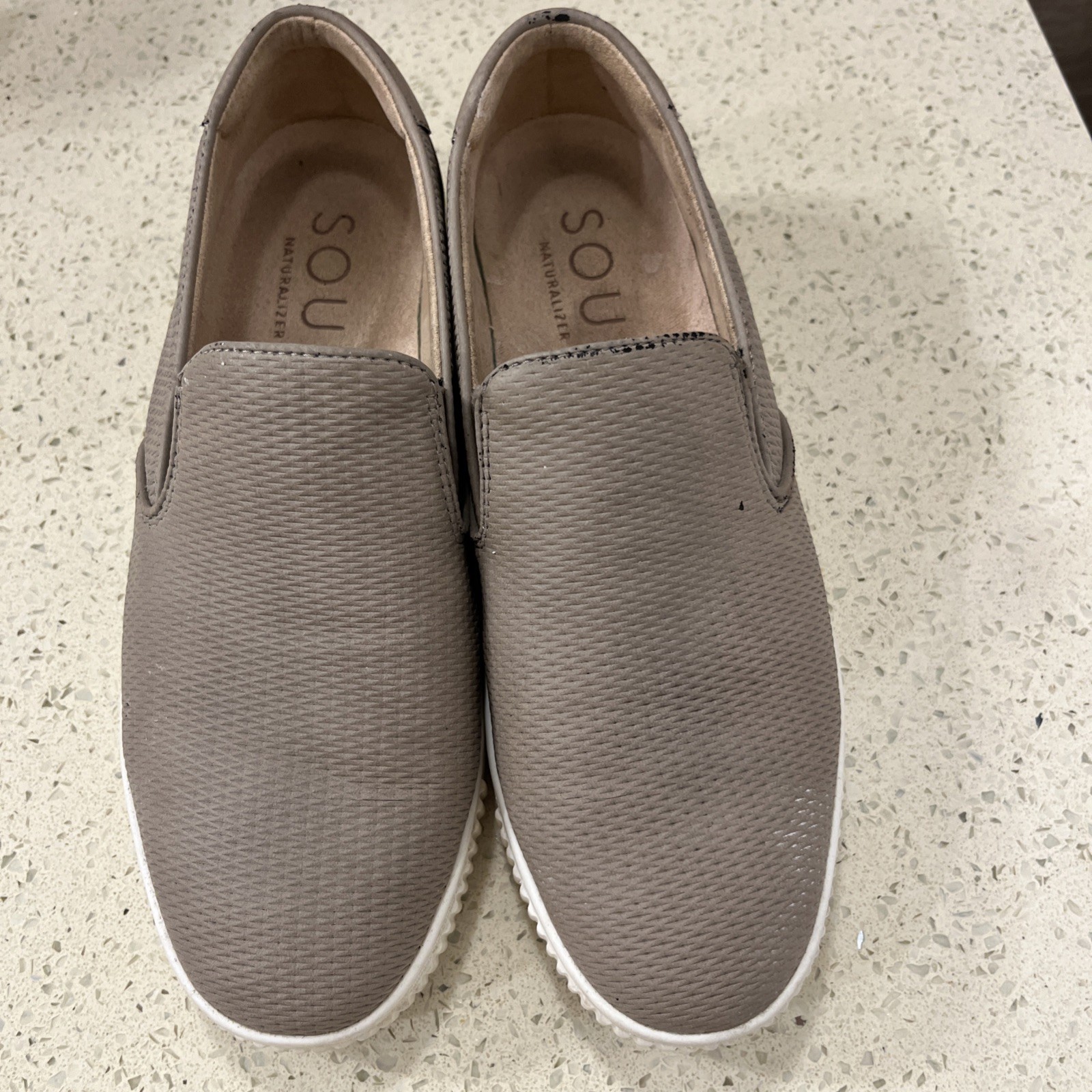 Naturalizer Soul Womens Slip-On Sneakers Taupe Textured Casual Comfort Shoes