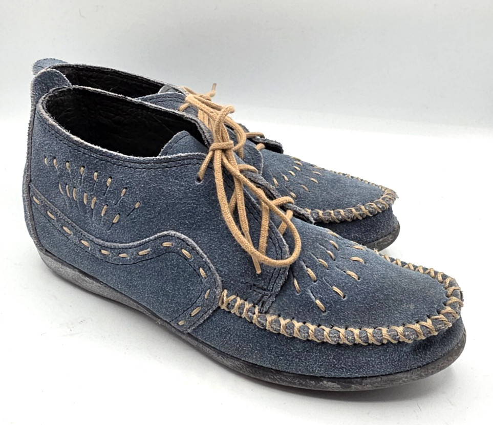 Minnetonka Ankle Boot Moccasin Shoes Suede Lace Up Southwestern Boho Cowgirl 6