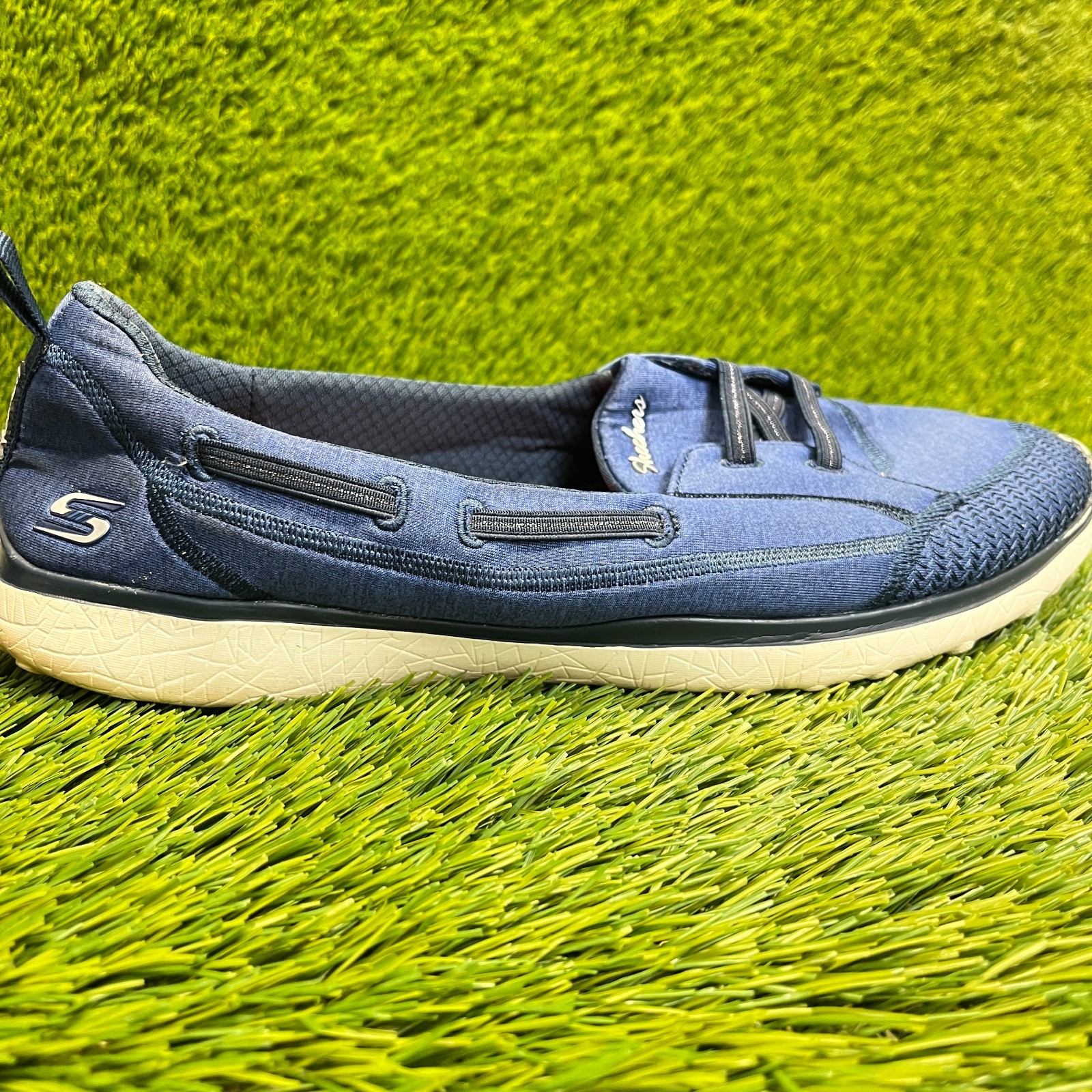 Skechers Microburst Womens Size 11 Blue Casual Classic Outdoor Slip On Shoes