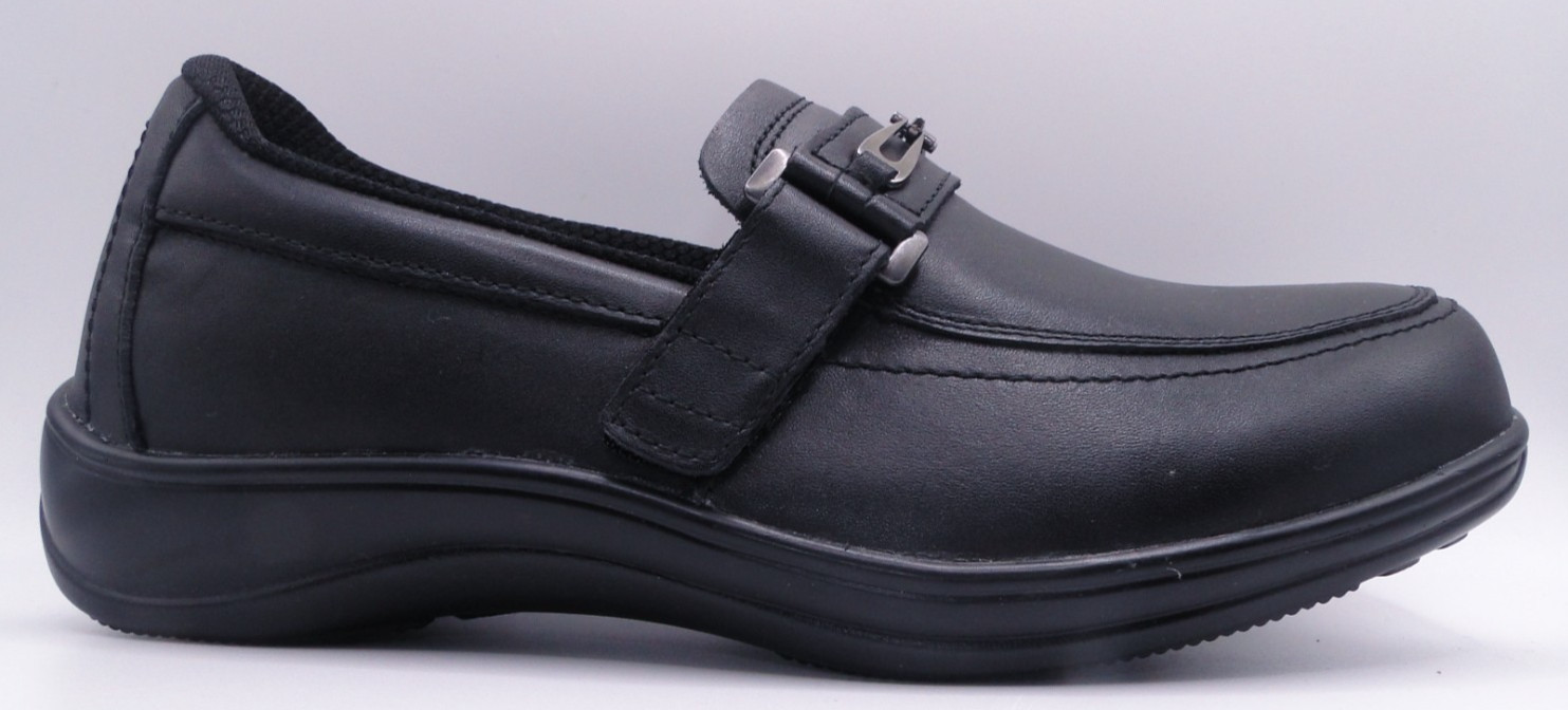New Orthofeet Shoes Women’s 8 2E Chelsea Leather Loafer Hook And Loop Black