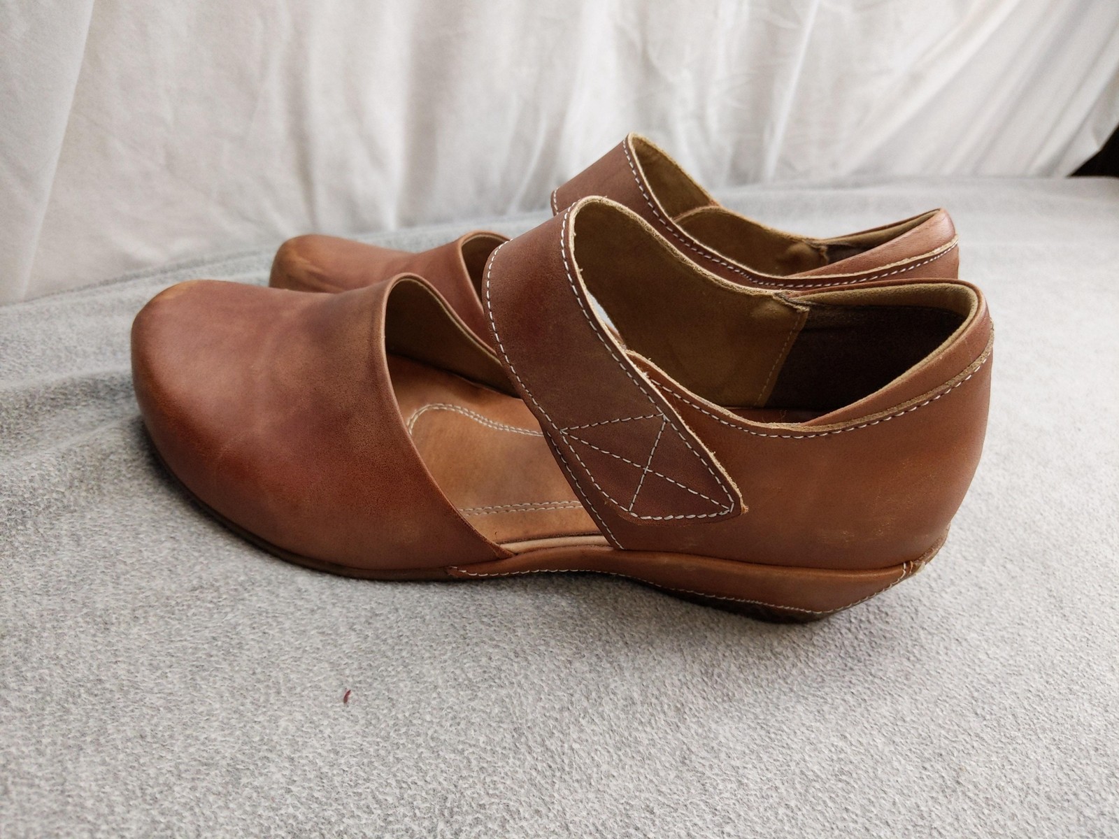 Mary Jane Shoes Womens 8 39 Brown Leather Hook Loop Comfort Walking Casual