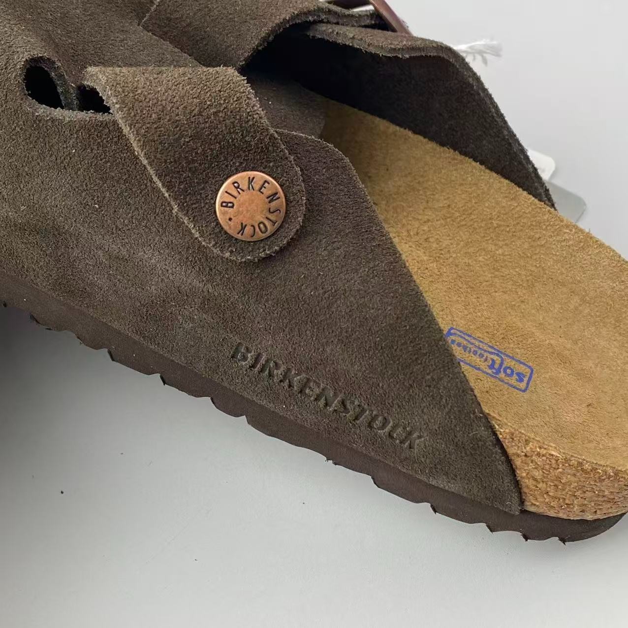 Birkenstock Boston Soft Footbed Mocha Suede Leather Unisex Shoes Clogs EU37-45