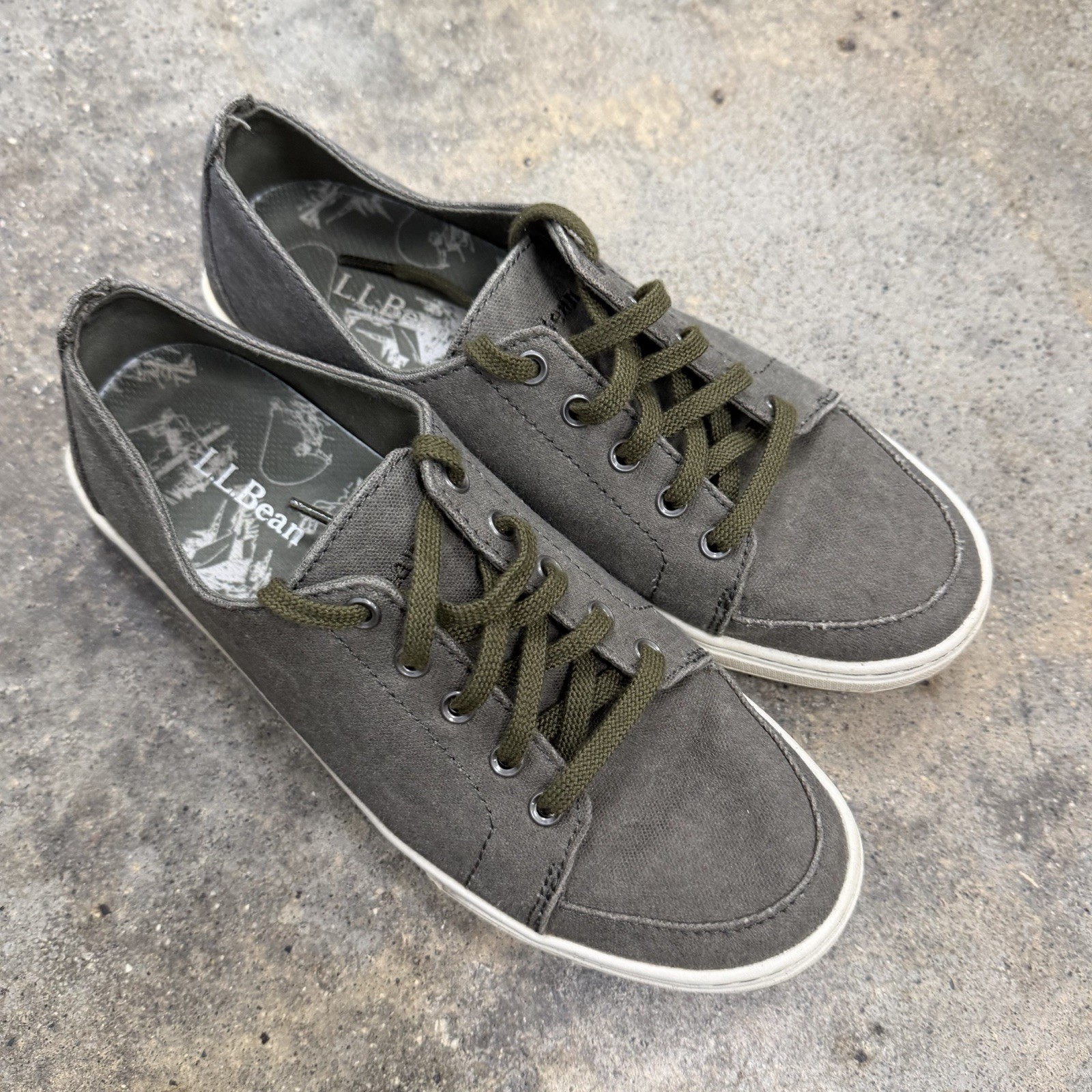 LL Bean Womens Campside 505886 Casual Sneakers Shoes Canvas Green Size 7 Medium