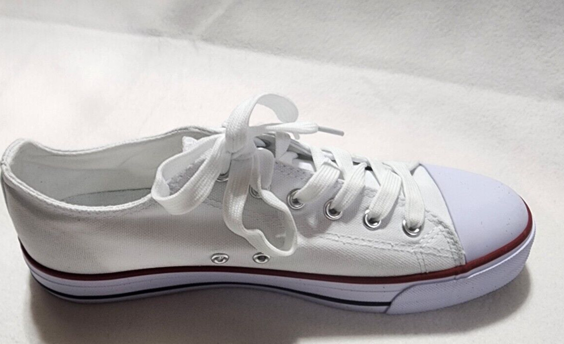 white red and blue stripe print women sneakers size 10