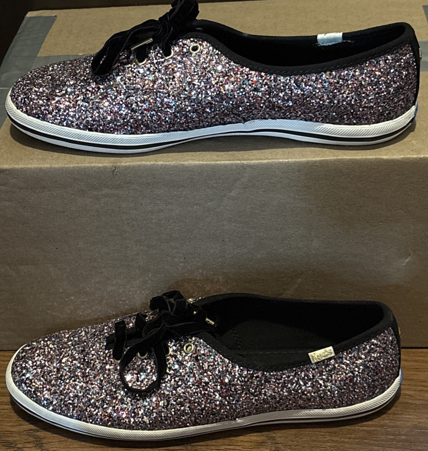 Kate Spade X Keds Sneakers Women’s Size 8.5 Deep Purple Glitter