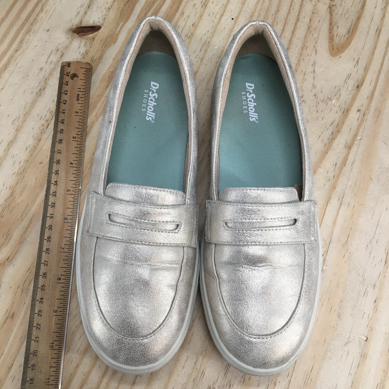 Dr. Scholls Shoes Womens 9M Nova Moc Slip On Sneakers Silver Faux Leather Casual