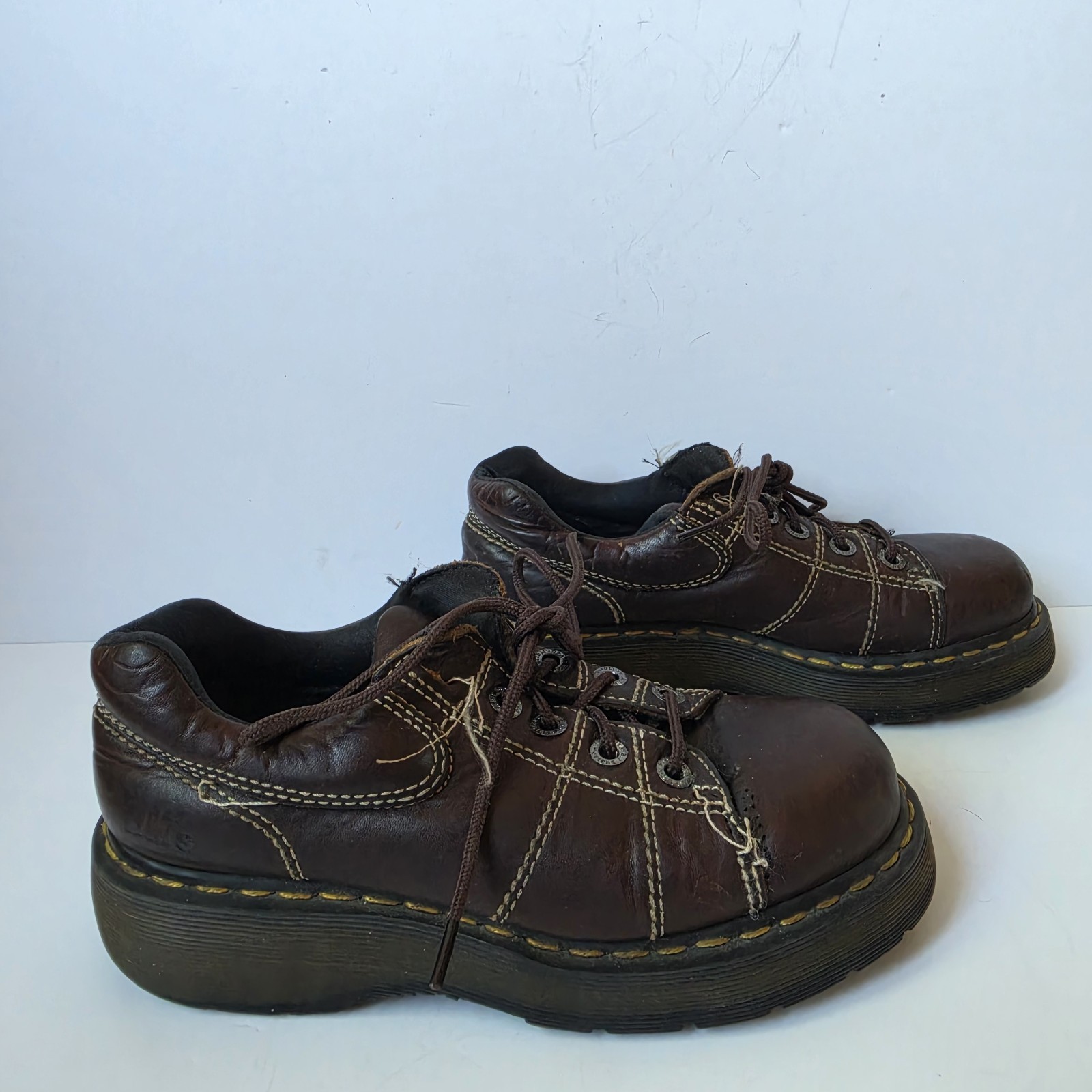 Dr Martens Shoes Womens Size 8 Brown Leather Platform Oxford Vintage Chunky 9806