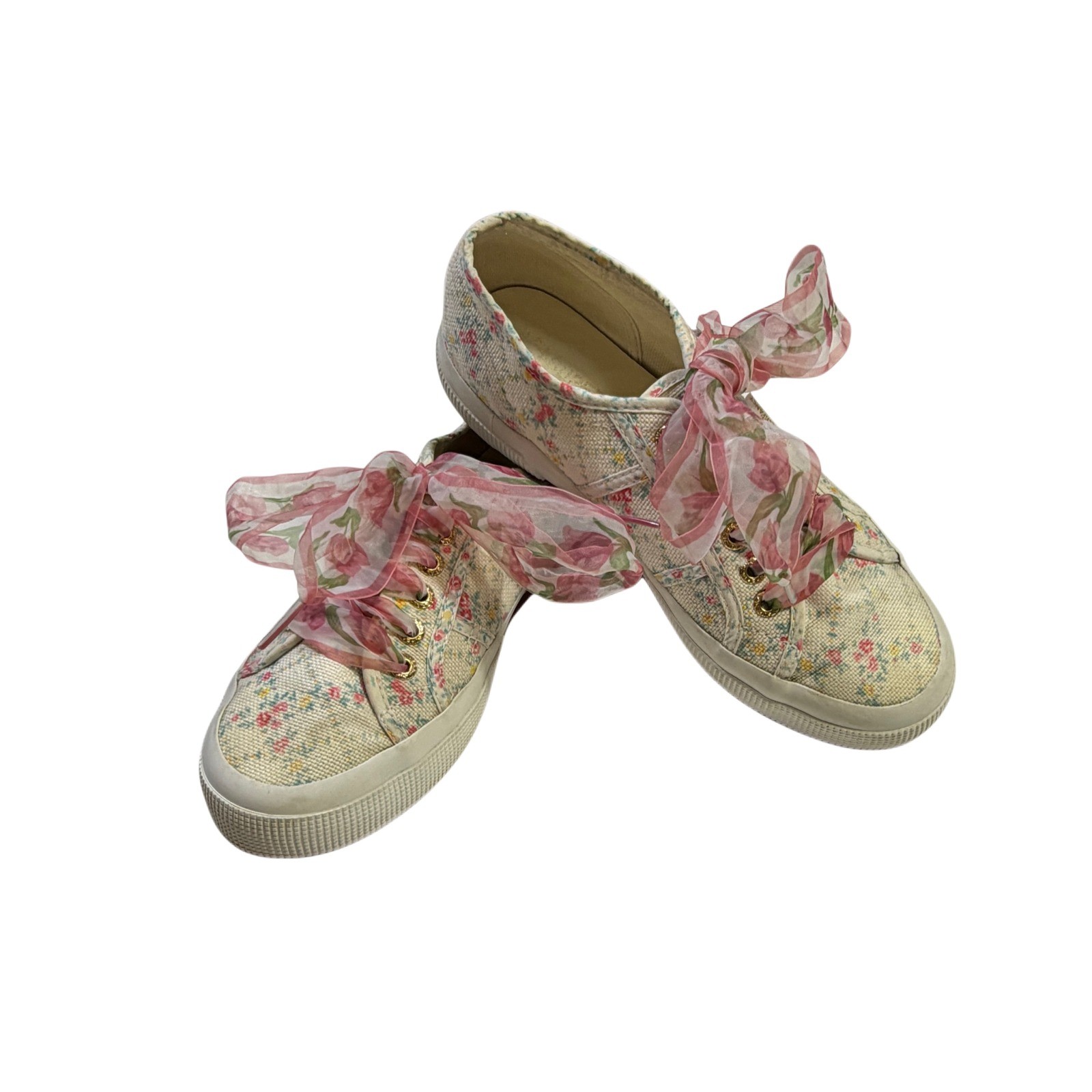 LoveShackFancy x Superga Floral Coquette Cottagecore Ribbon Sneakers US 8