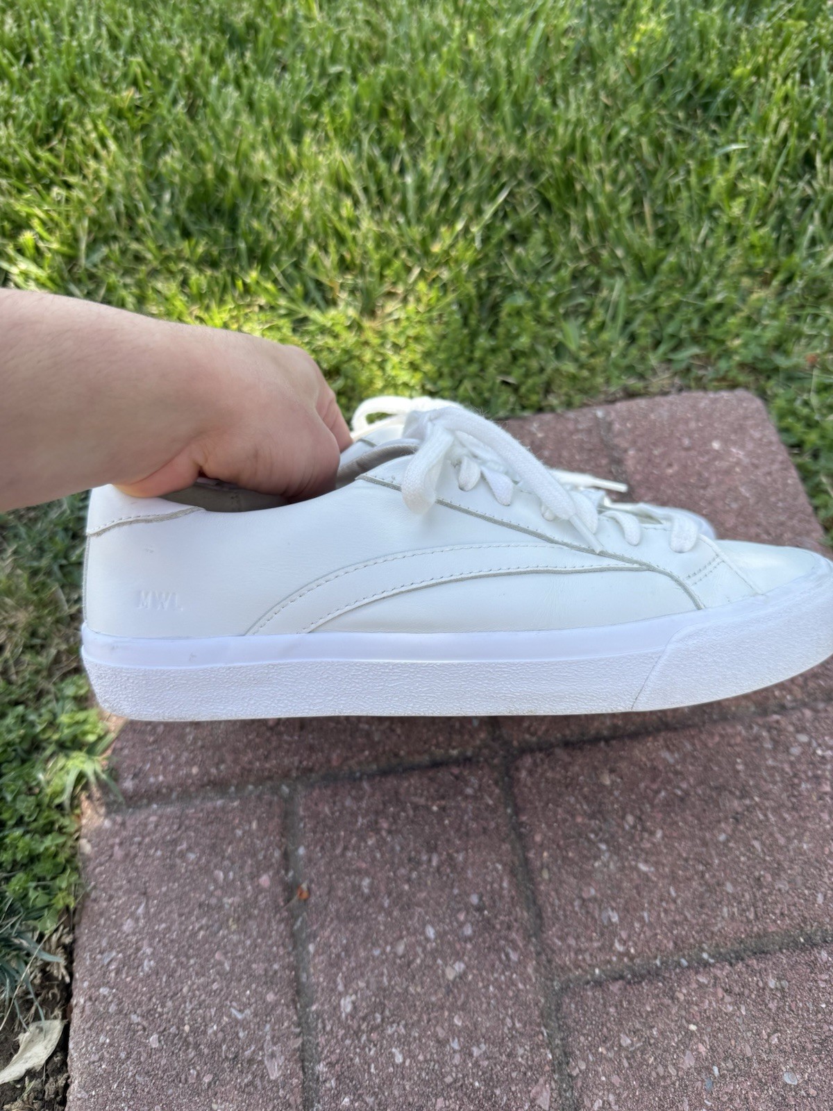 Madewell White Sidewalk Low Top 100% Leather Classic Streetwear Sneakers Size 8