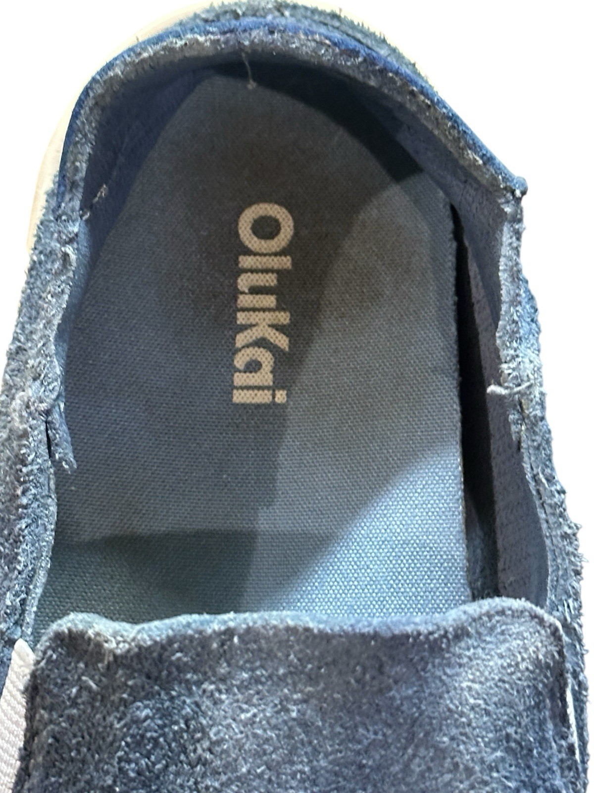 Olukai womens 8.5 Pehuea Luxe Light Blue Slip On Leather beach casual boho chic
