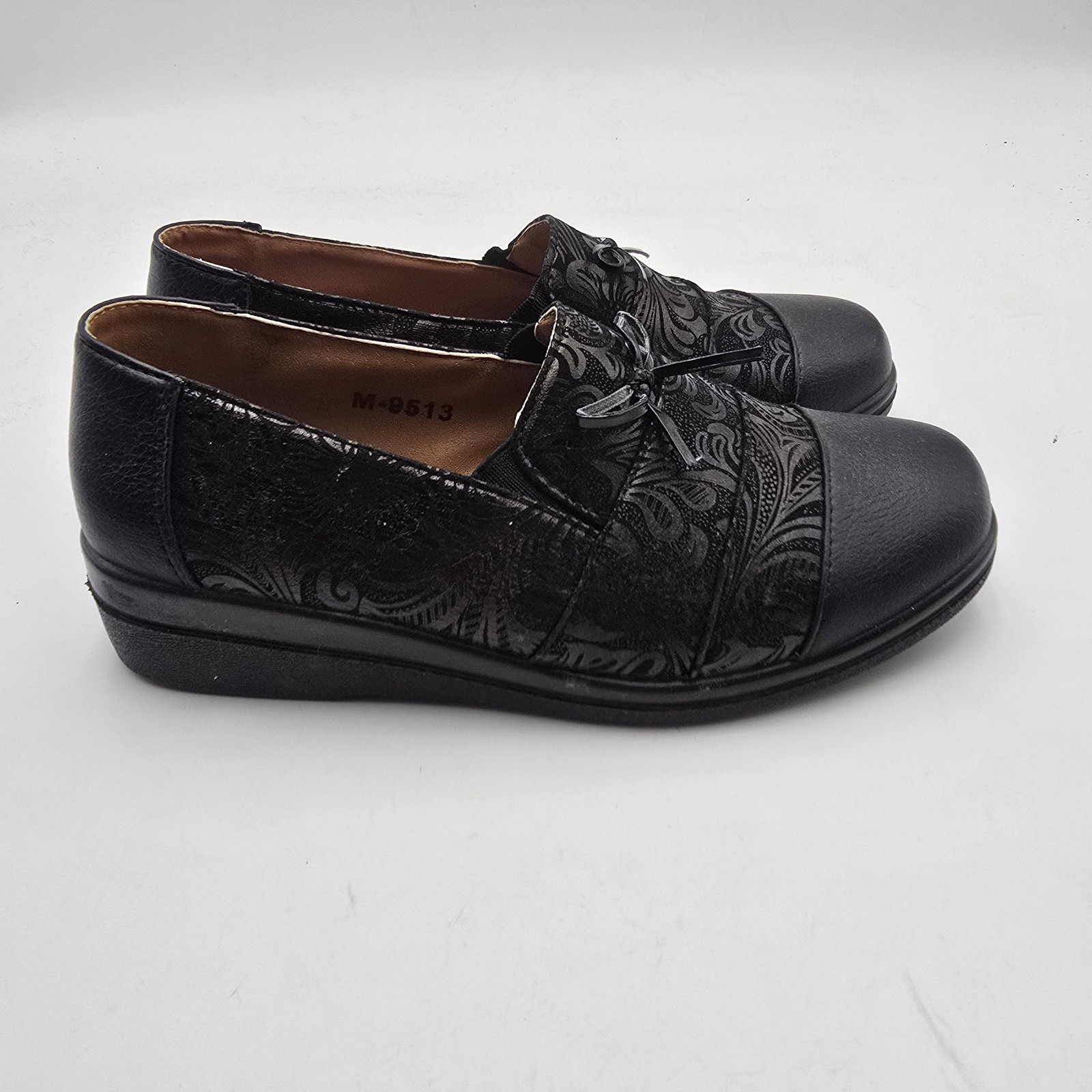 Team Oxford Shoes Womens Size 7.5 Black Synthetic Paisley Comfort Lace Up