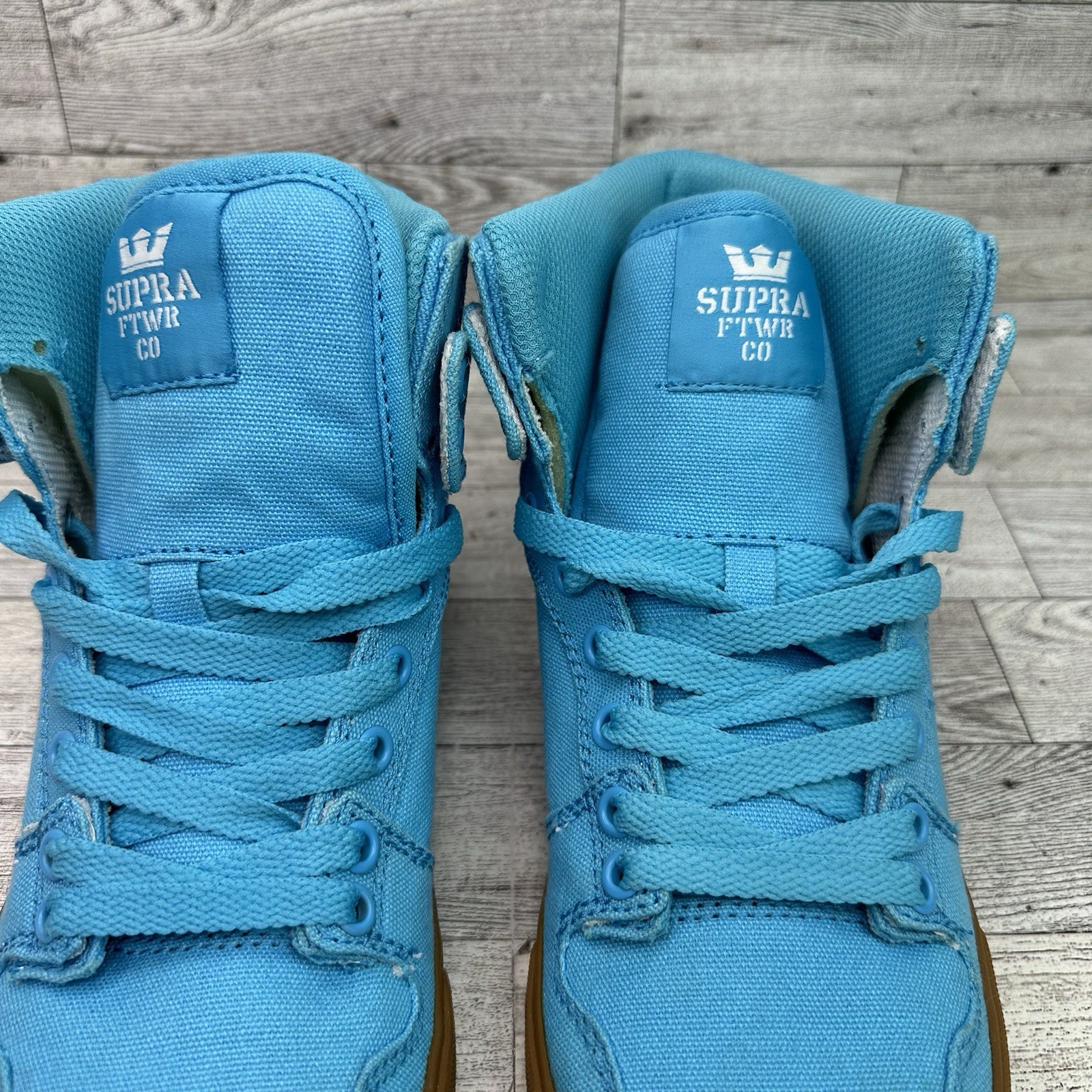 Supra Vaider Women’s 8.5 Shoes High Top Blue Canvas Skate Gum Soles