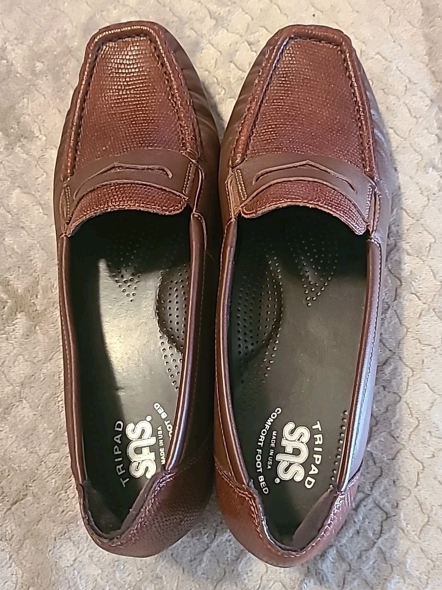 SAS Tripad Penny J Women’s Brown Slip On Leather Penny Loafers Size 10N New