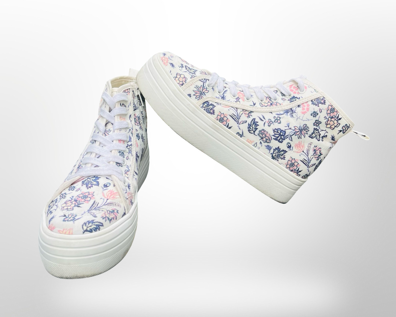 GUC Universal Thread Chunky Platform High Tops Floral Pattern & Zipper Size 6.5