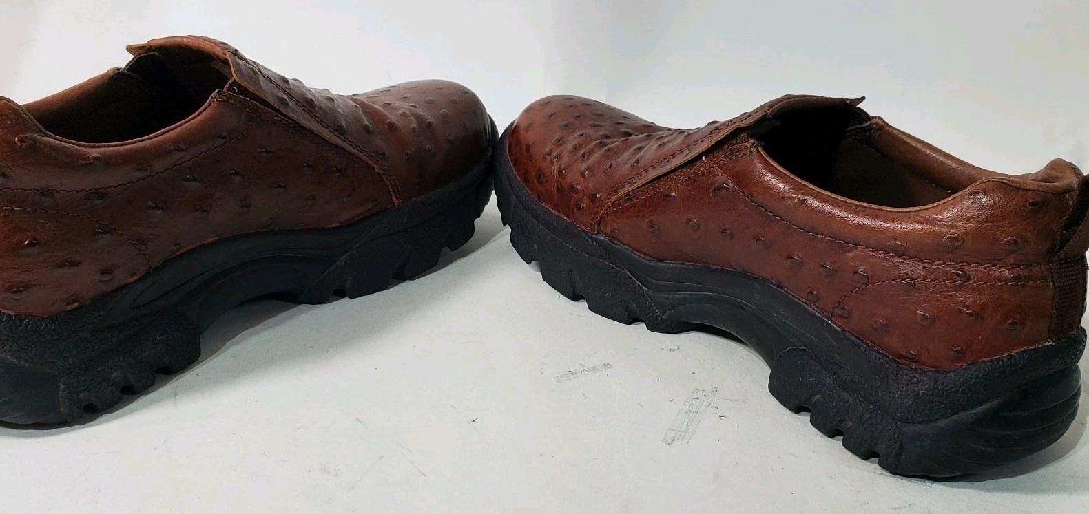 Roper Clog Mule Womens Size 8 Brown Faux Ostrich Leather Comfort Western Cowgirl
