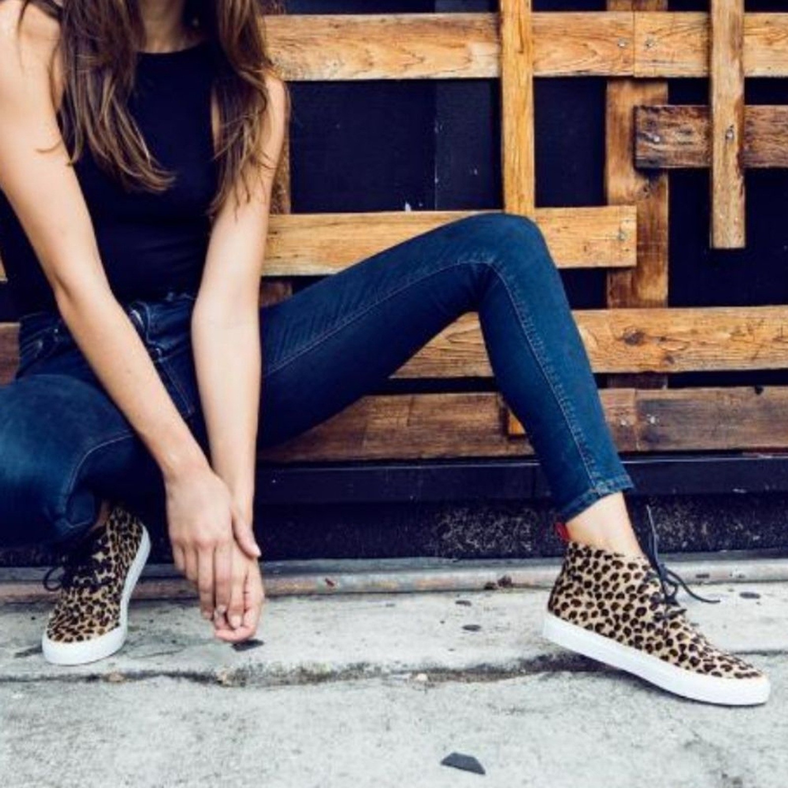 Del Toro Leopard Pony Hair Chukka Sneakers Anthropologie 7 Italian