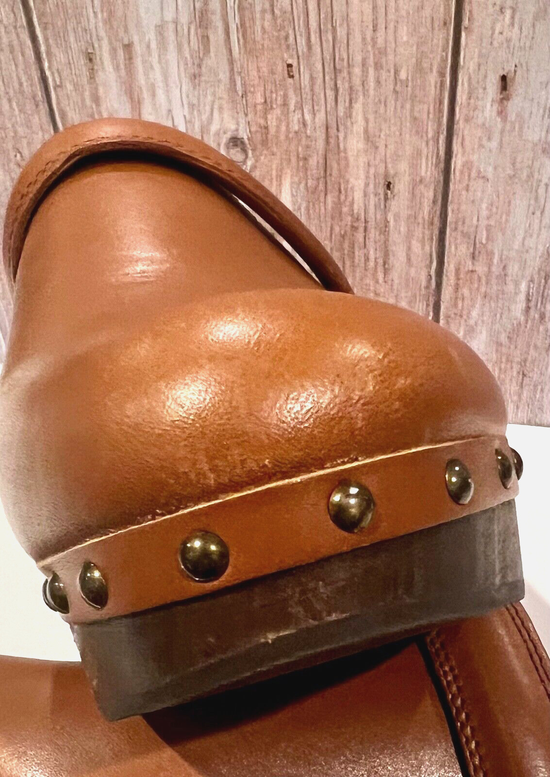 MADEWELL Cecily CLOG English Saddle Size 9.5 Oiled Leather Honey Brown Cute Shoe