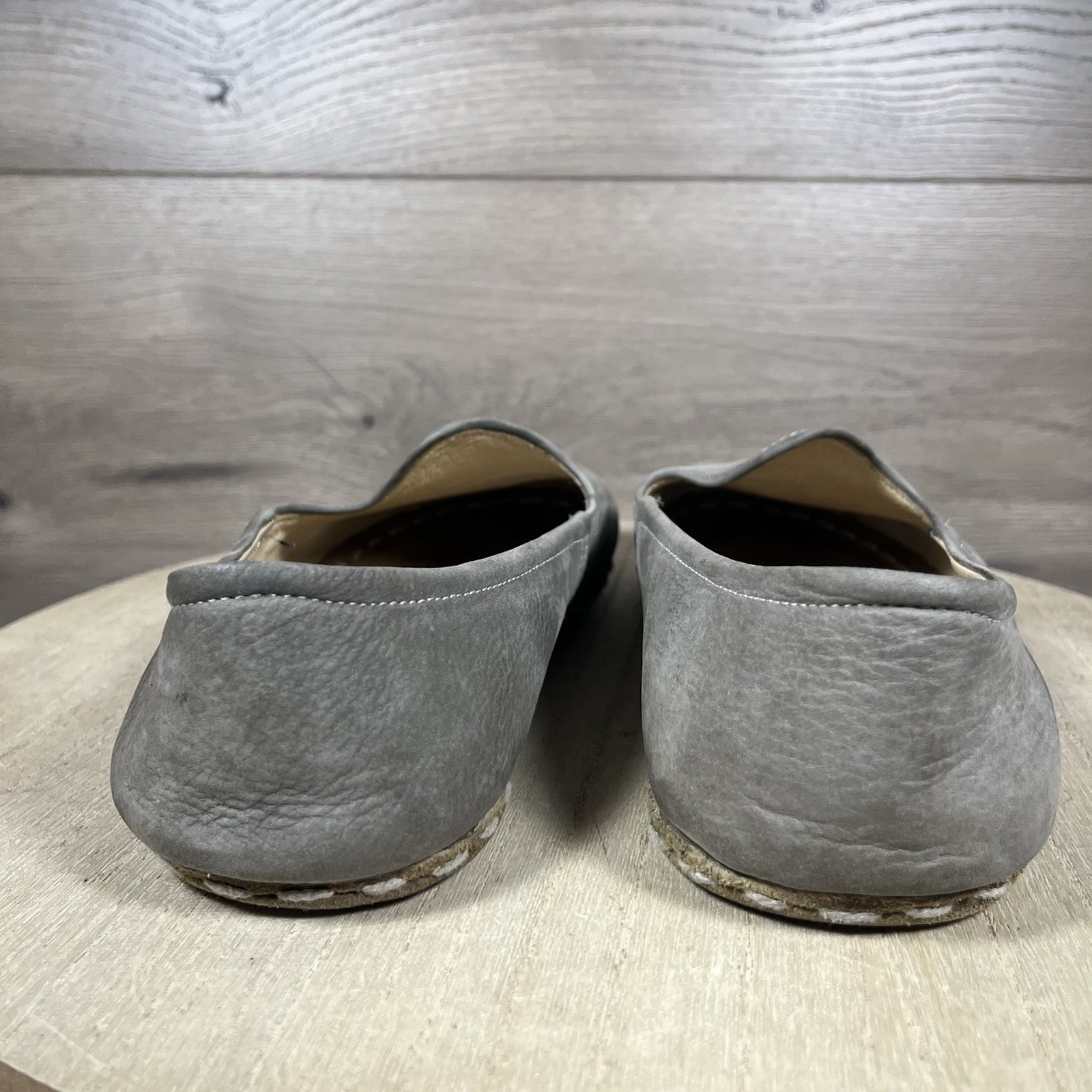 Nefes Shoes Gray Nubuck Leather Loafer Minimalist Grounding Womens Size 10.5
