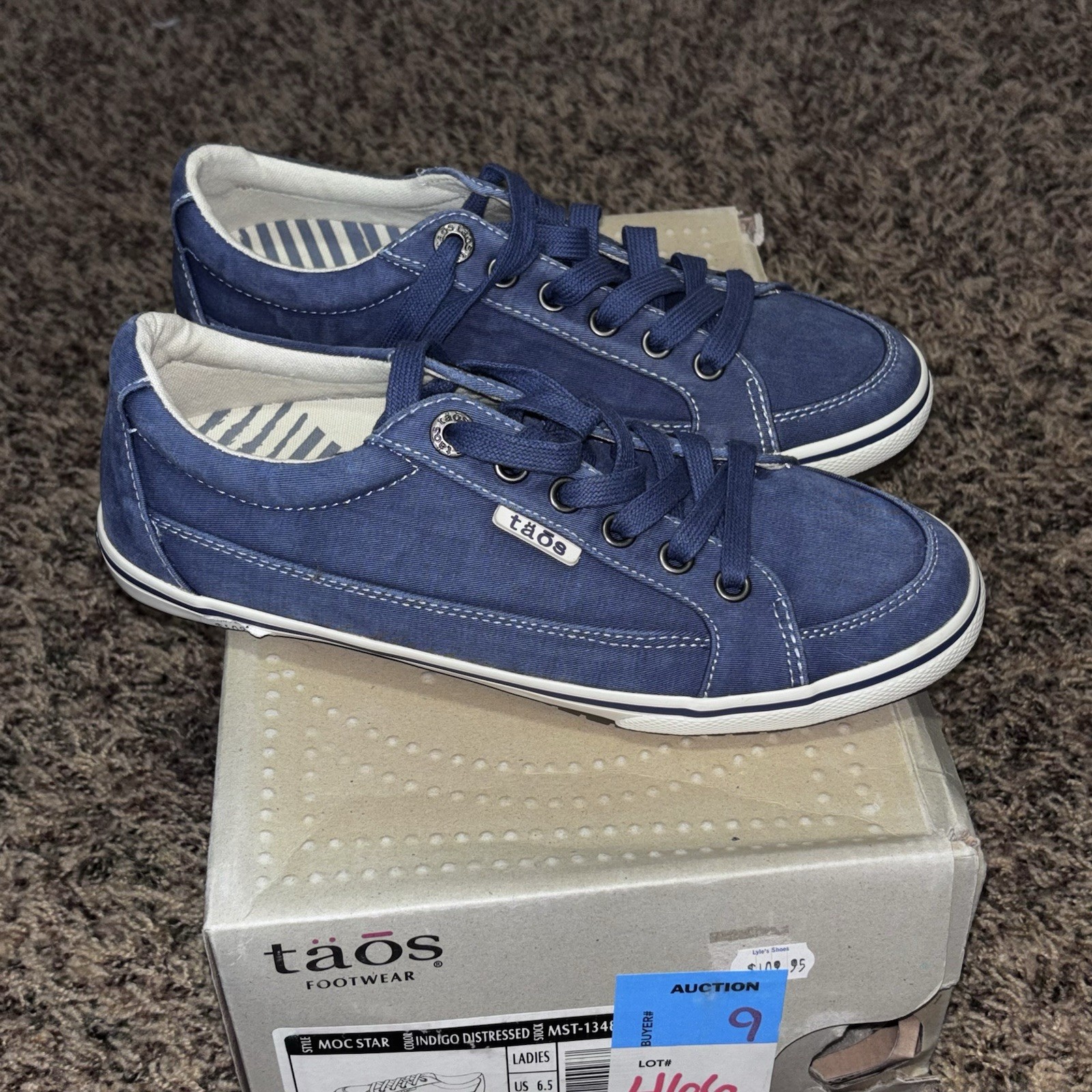 Taos Moc Star Shoes Sneakers Womens Size 6.5 Blue Washed Denim Casual New