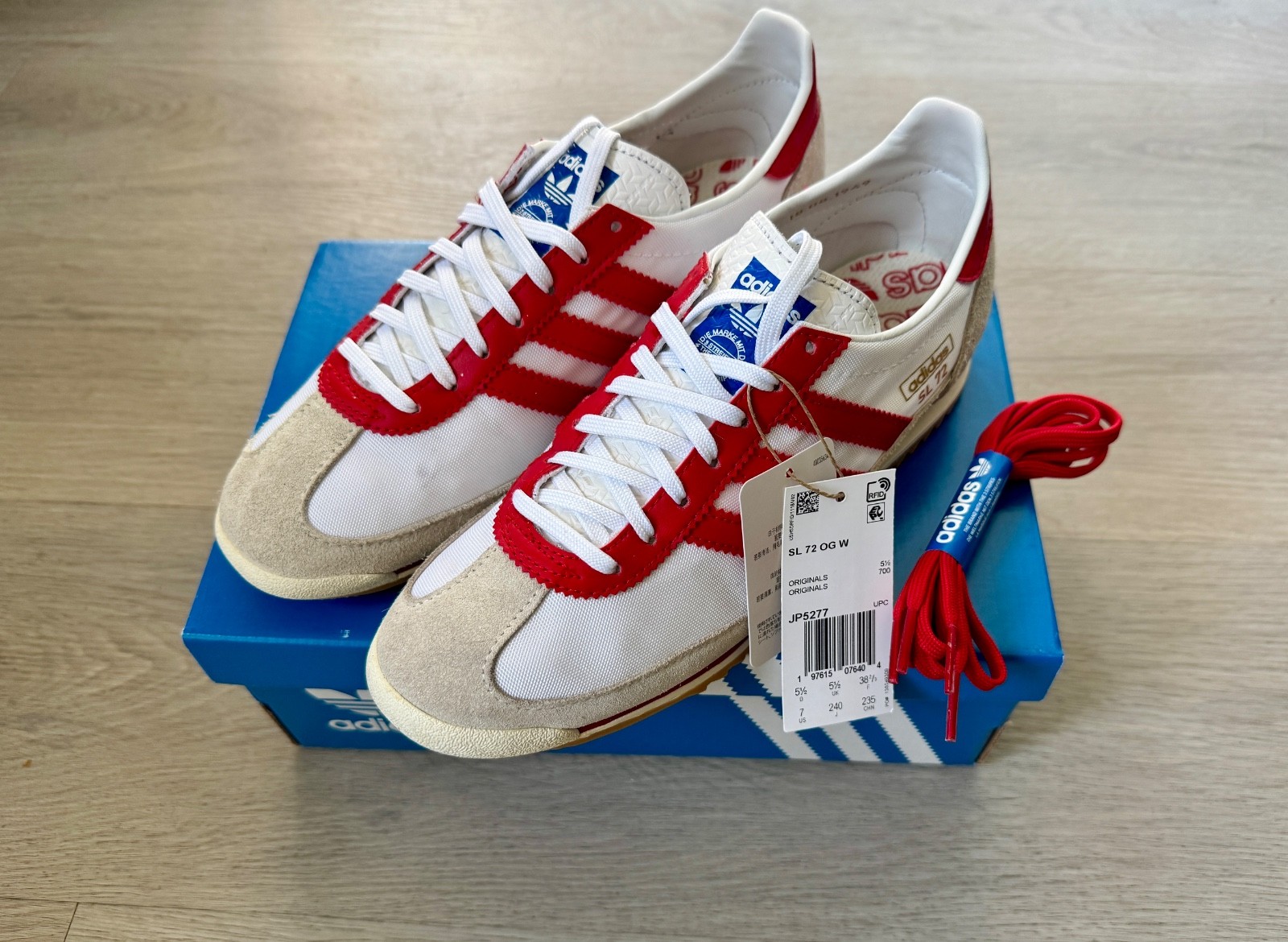 75th Anniversary Adidas SL 72 OG Shoes Cloud White/Better Scarlet US M6/W7