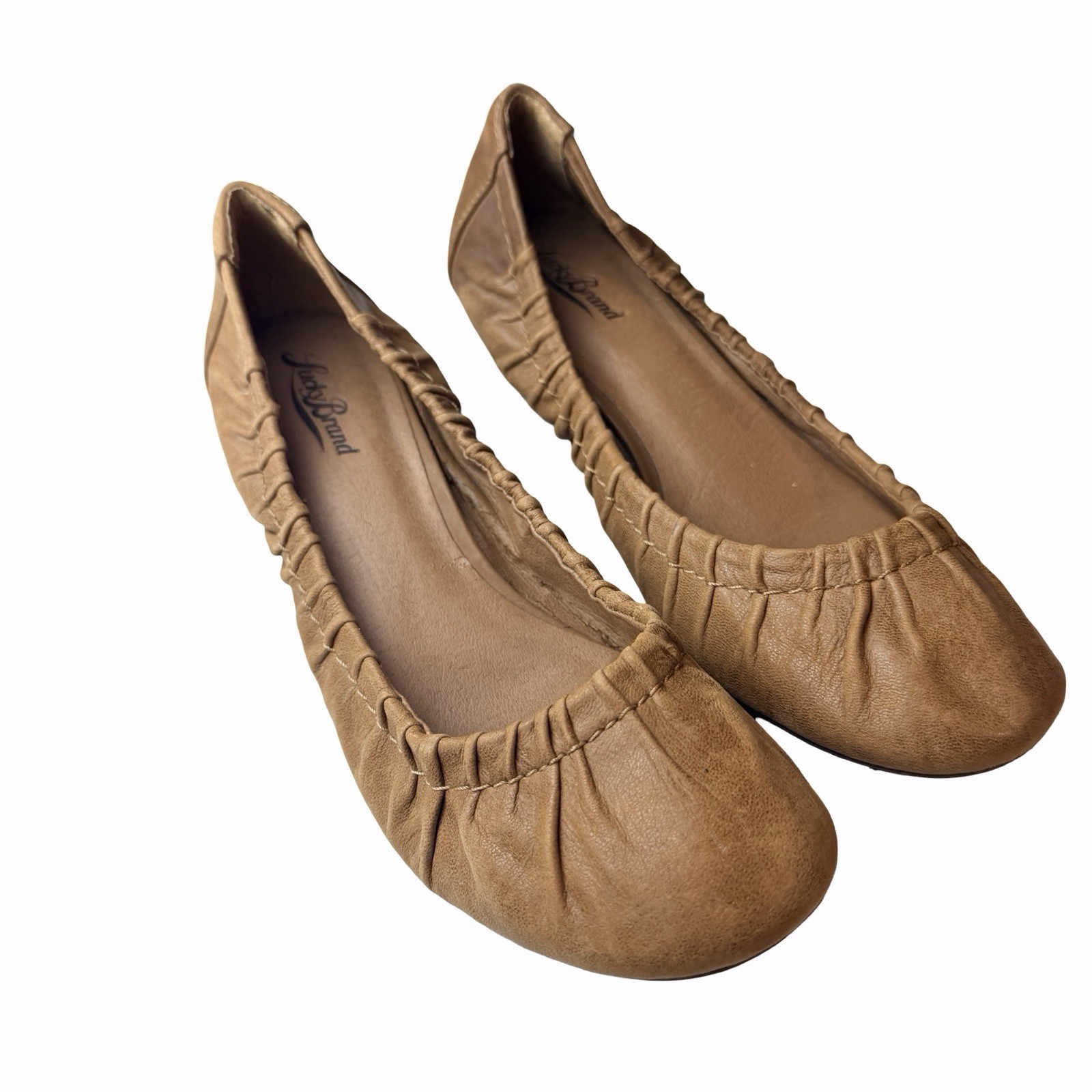 Lucky Brand Shoes Womens 8.5 M Camel Tan Leather Wedge Ballet Flats Bohemian