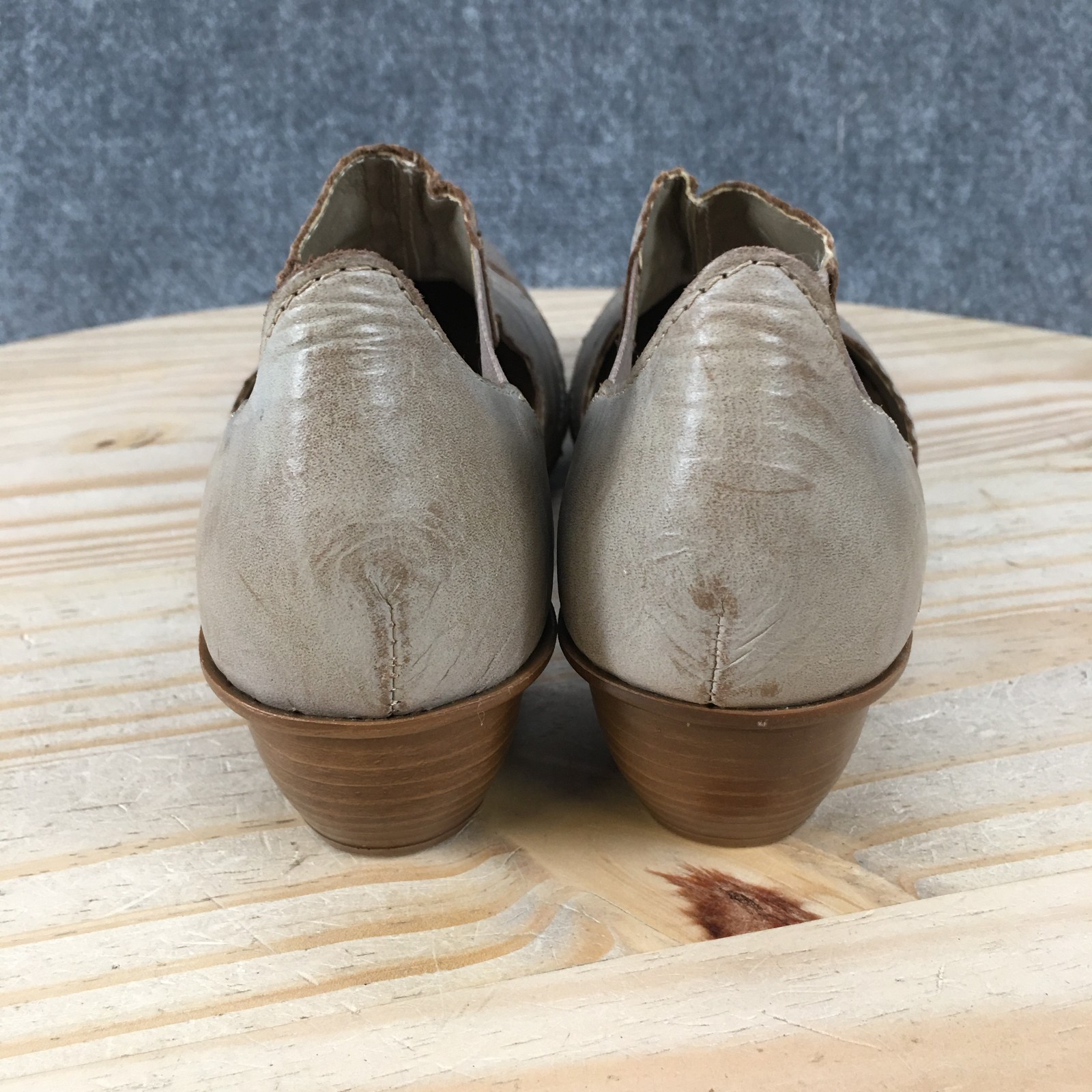 Rieker Mirjam Mary Jane Shoes Womens 37 Laser Cut Casual Leather Taupe NEW