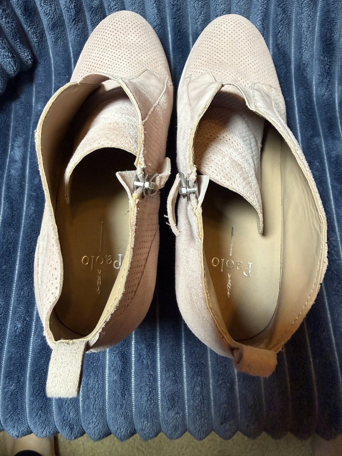Linea Paolo Felicia Suede Wedge Sneakers Blush Pink Perforated Women Size 11 12