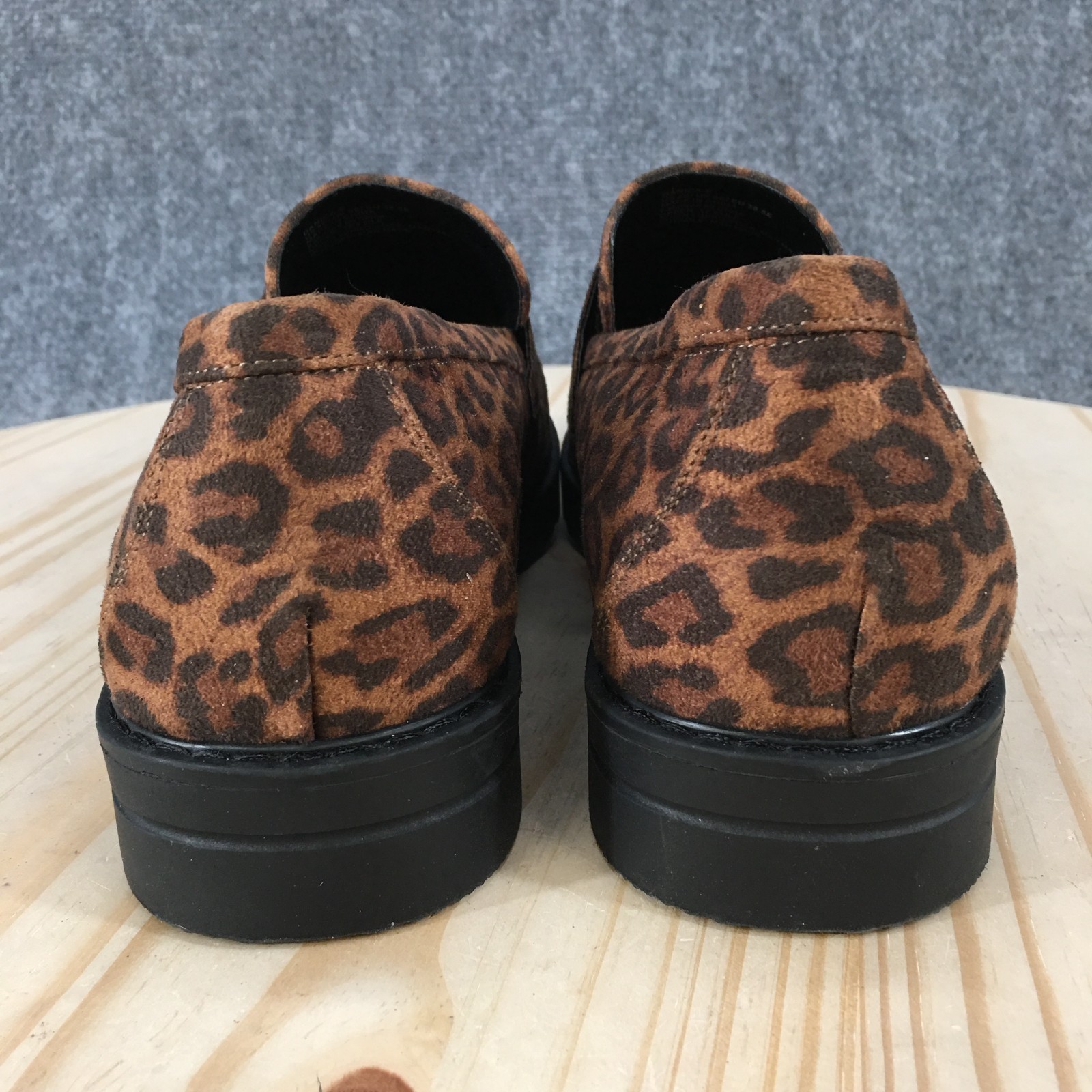 Just Fab Shoes Womens 8 E Brown Danica Penny Loafers Casual Leopard Slip On