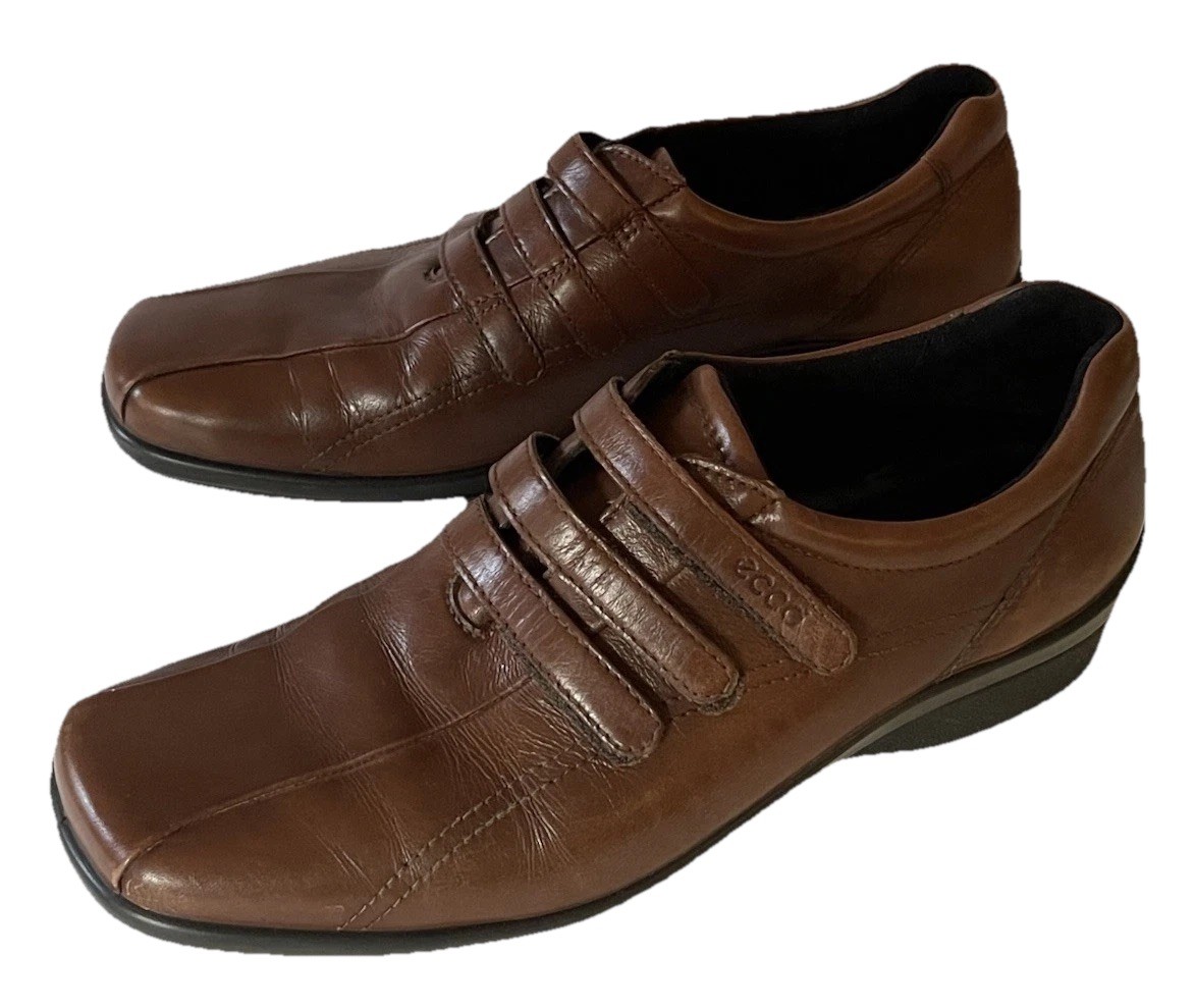 Ecco Casual Wedge Loafers Women EU 40/ 9-9.5 US Brown Leather Walking Shoes