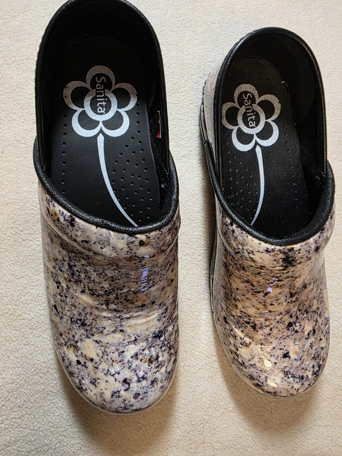 SANITA Professional Tara Printed Spotted LEATHER Comfort Clogs US 6.5 EU 37