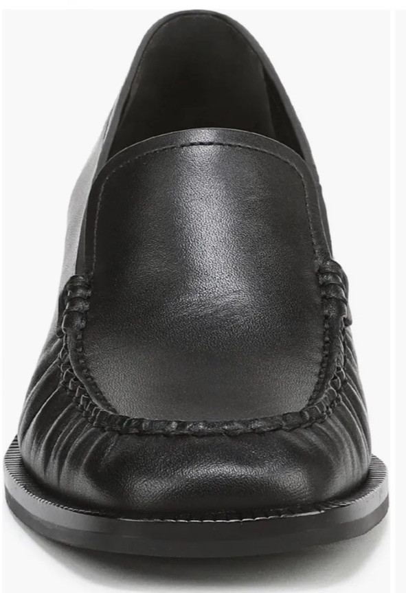 NWD $350 Vince Larose Loafers Black Leather Slip On Low Block Heel Sz 8.5 M/39