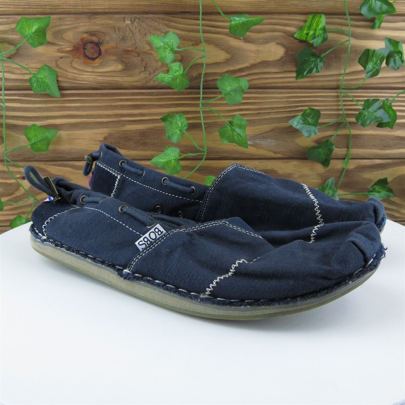 Bobs By Skechers Size 8.5 Slip-On Blue Fabric Medium Drawstring Women