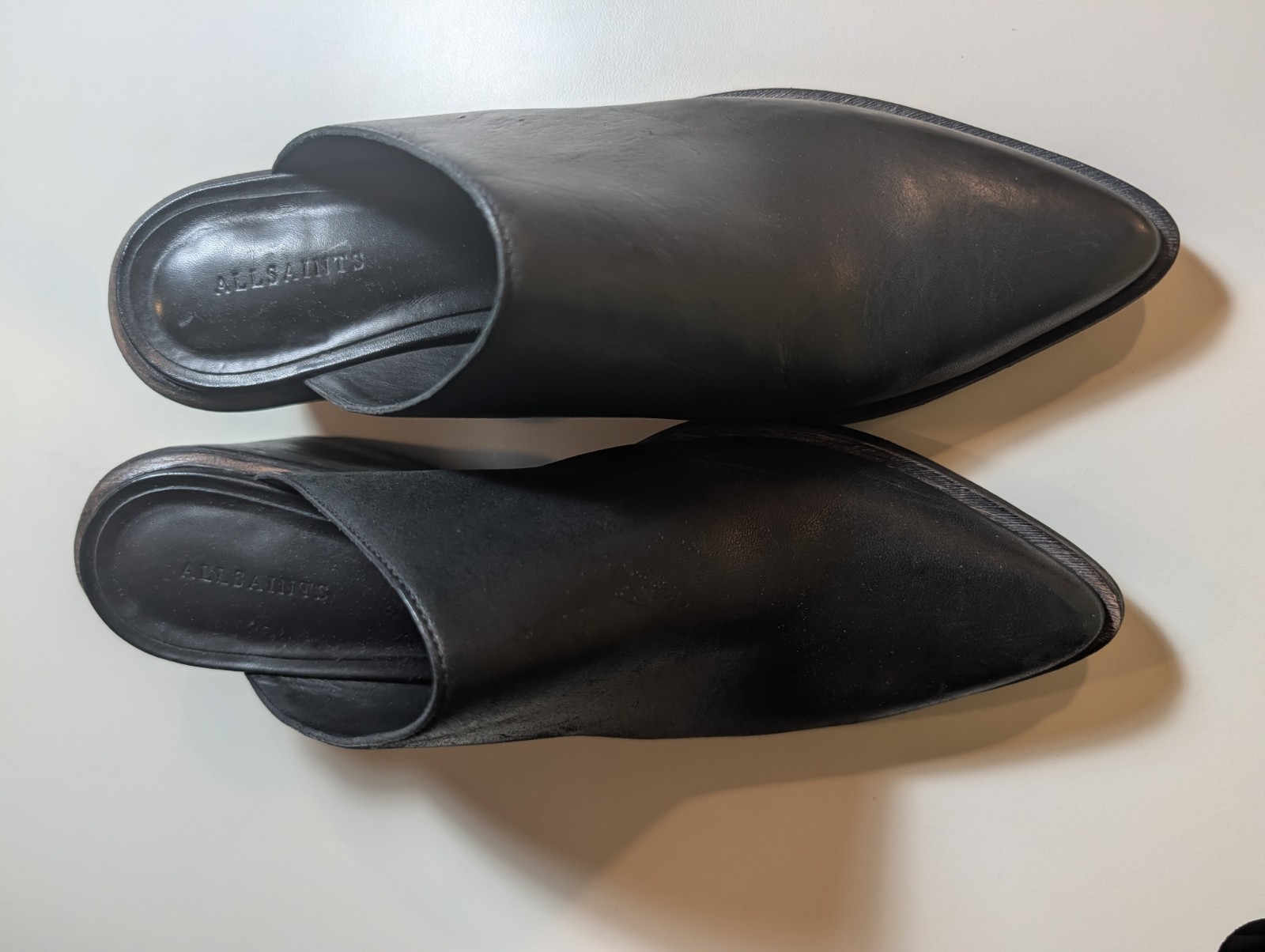 All Saints Woman’s Size 39/8.5 Black Pointed Toe Mule
