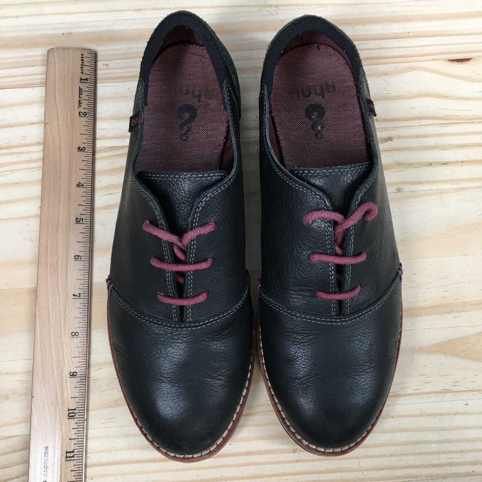 Ahnu Emery Oxford Womens 8 Black Leather Casual Lace Up Comfort Shoes Suede Trim