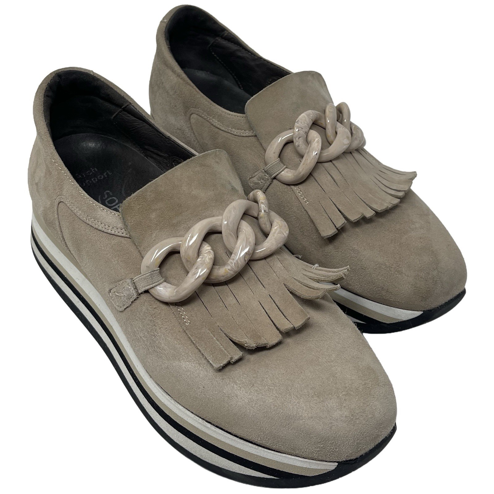 Softwaves “Adaya” Women’s Sneakers EU 39/US 8.5-9 Platform Beige Black White