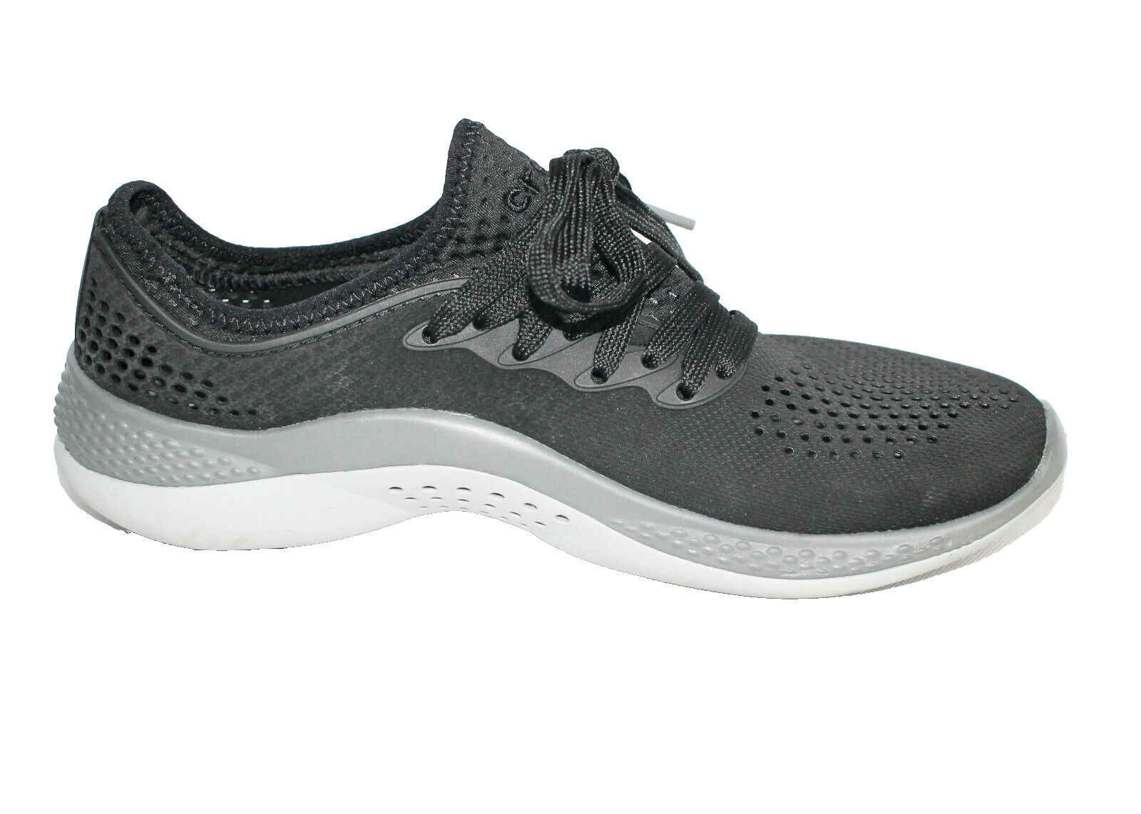 CROCS Women’s LiteRide Pacer Perforated Sneaker Size 7 Black Gray Lace-Up