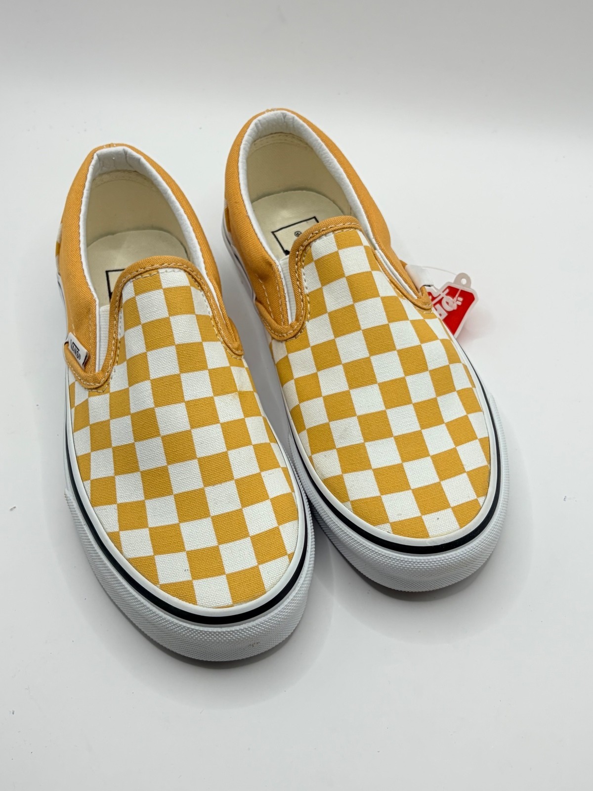Vans Classic Slip-On Checkerboard Ochre White Sneakers Size 4.5 US Men / 6 US W