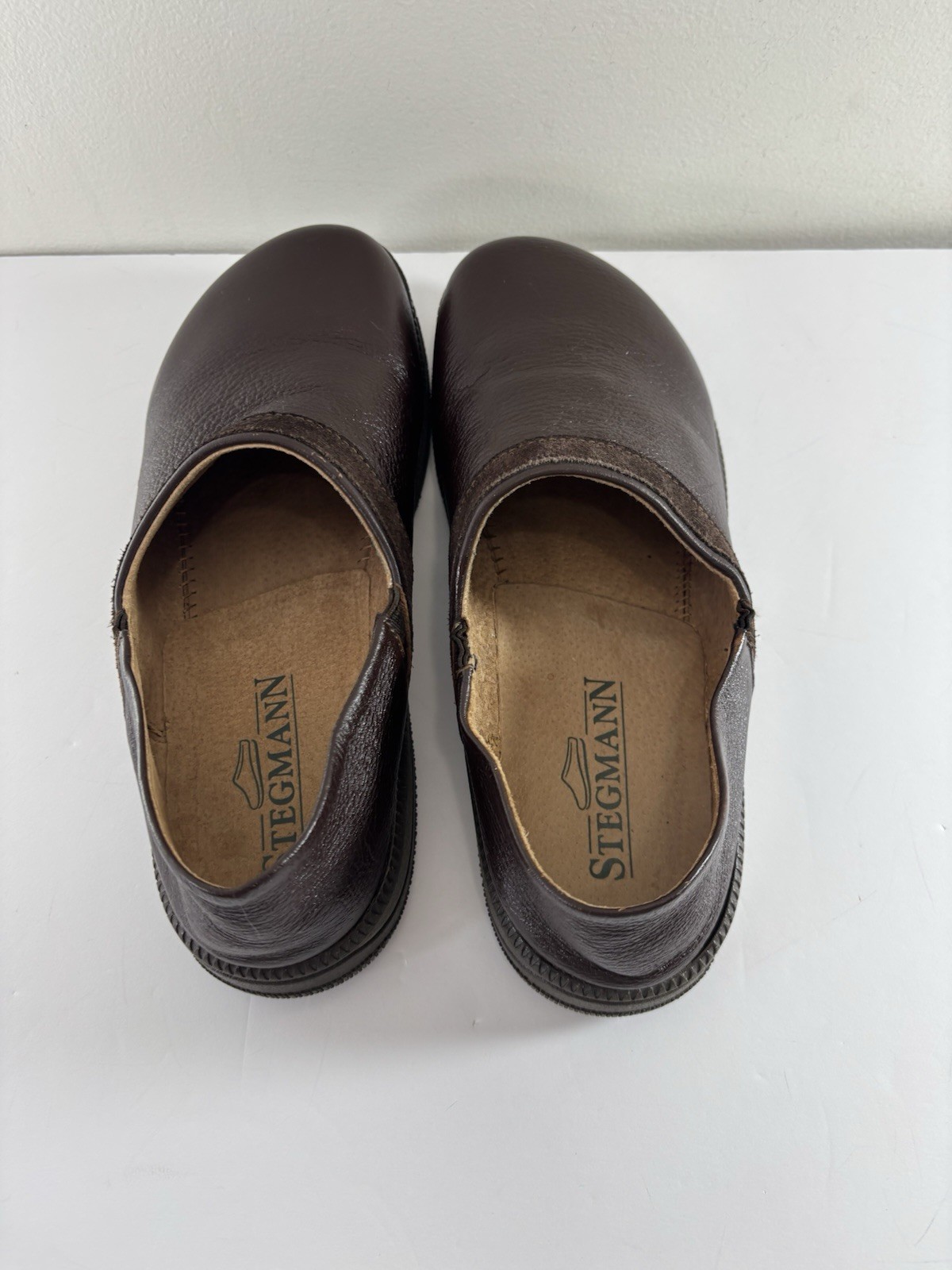 Stegmann Clogs Womens 10 Brown Textured Leather Cork Slip On Portugal