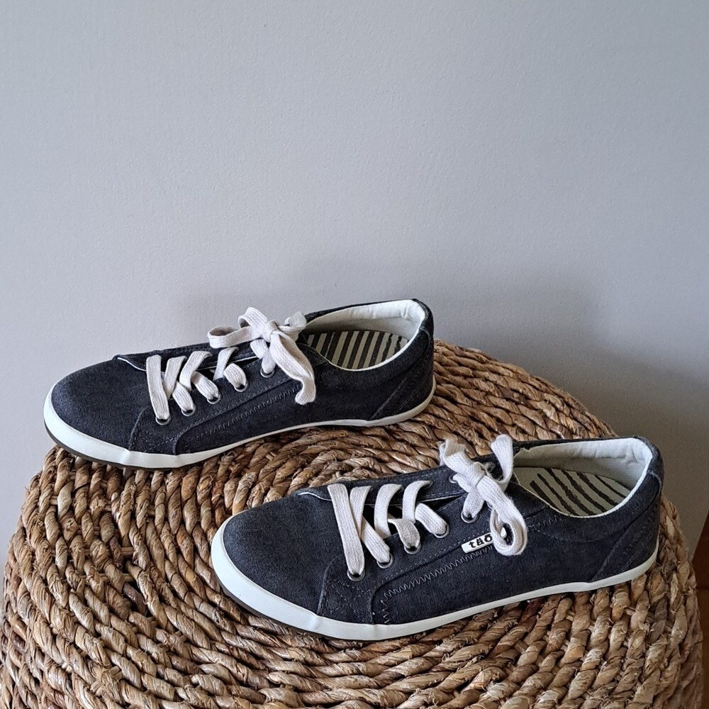 Taos Womens Star Charcoal Washed Canvas Casual/Athleisure Low Sneakers S-8