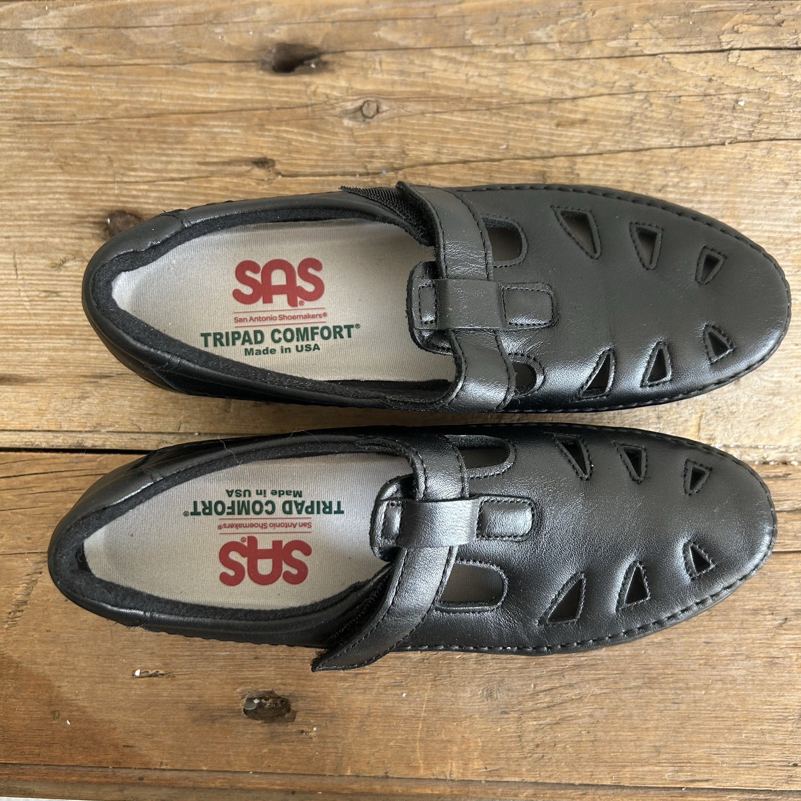 SAS Tripad Comfort Roamer Shoe Women’s 6 S Black Leather T-Strap Loafer MSRP 198