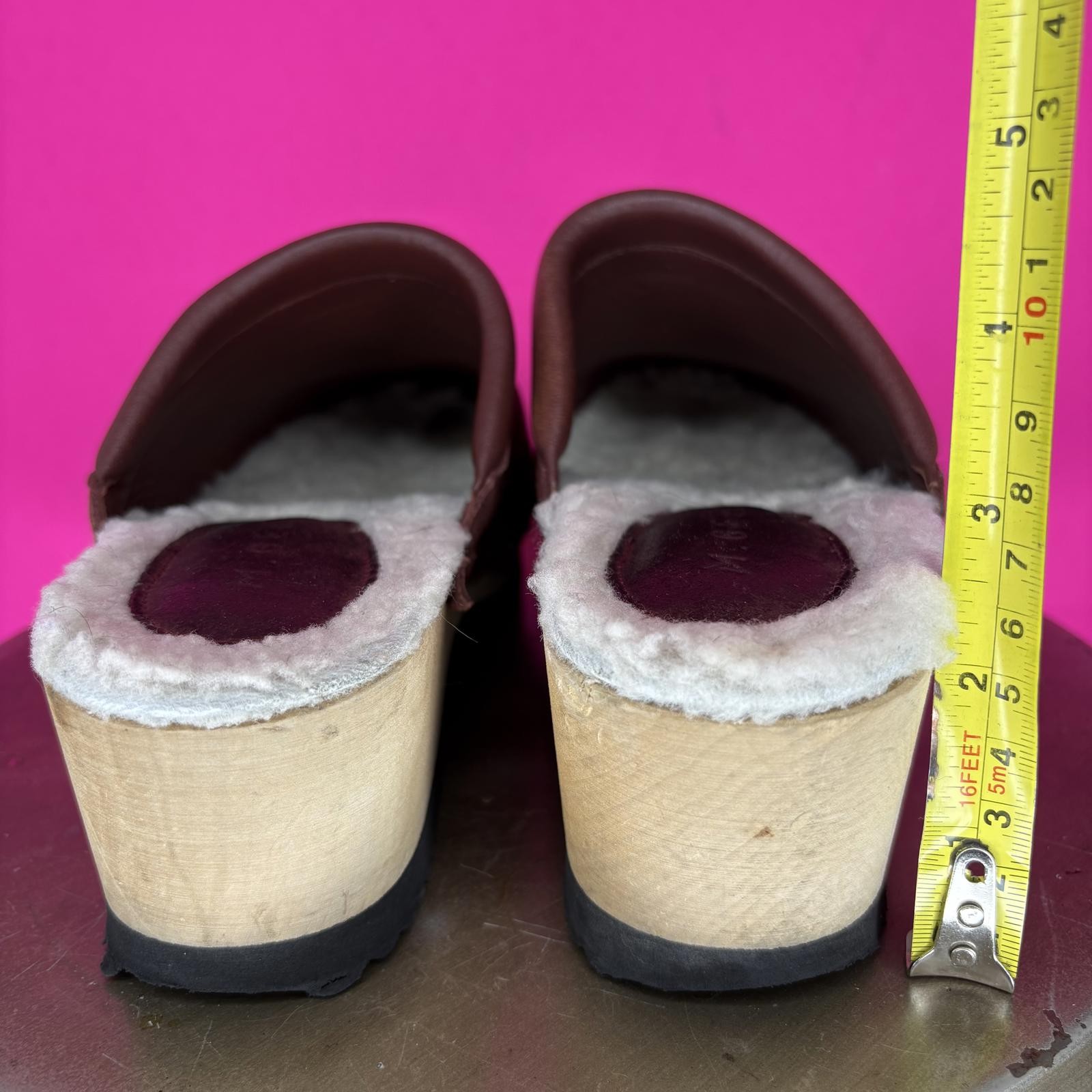 M. Gemi The Greta Shearling Lined Red Suede Clog EU 37.5 (7W 7.5N)