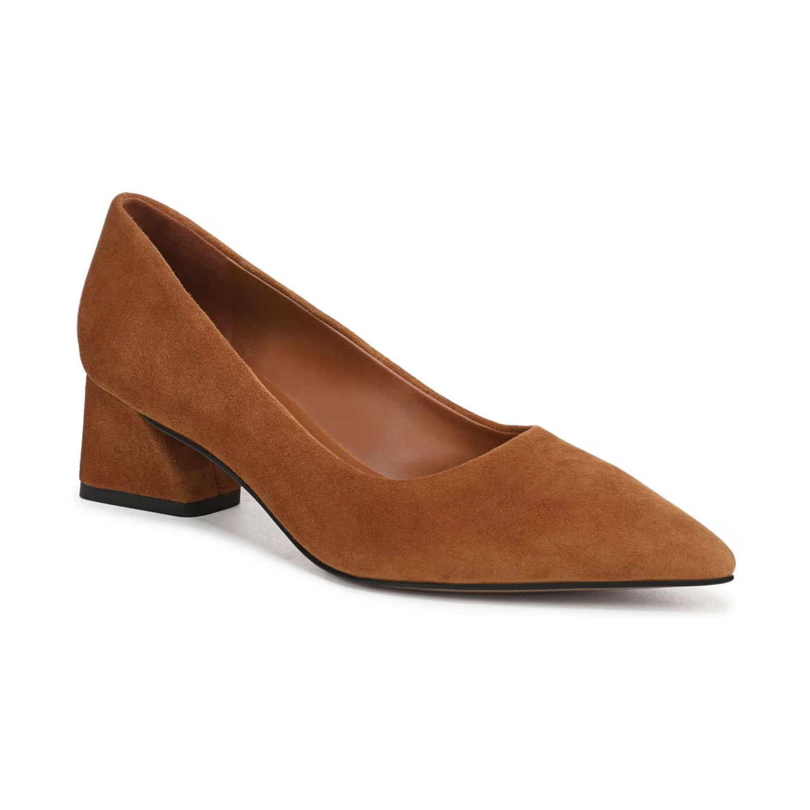 Womens Franco Sarto Racer Pointed Toe Block Heel Pumps Saddle Brown Suede SZ 8.5