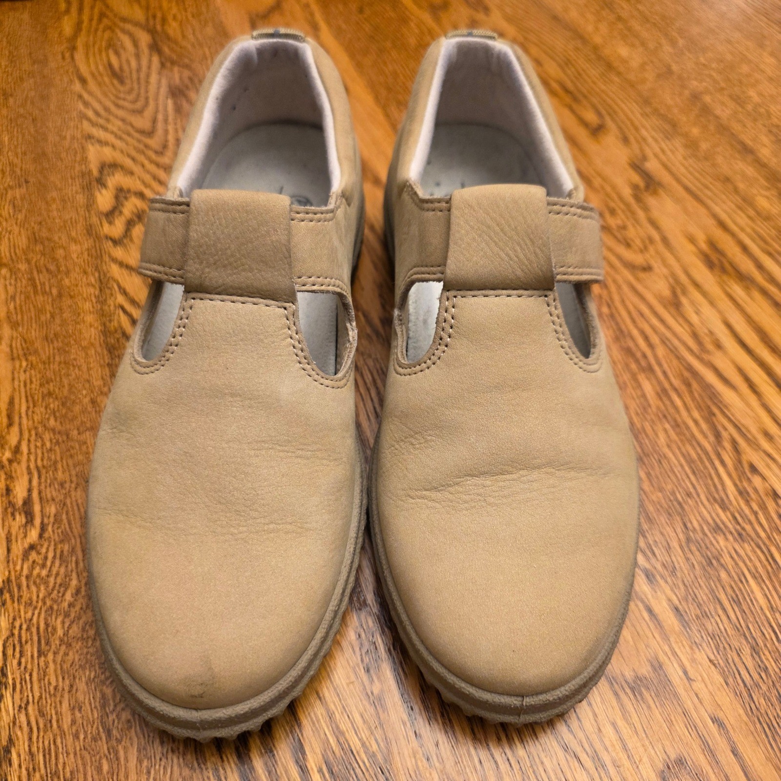 Ecco Soft Tan Sz 36 5.5-6 Suede Mary Jane Shoes Nubuck Leather Portugal Boho
