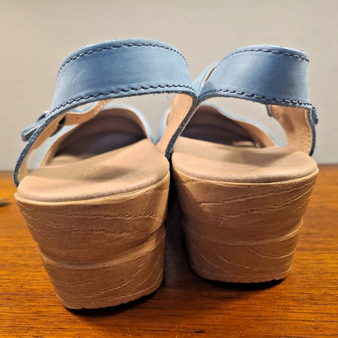 Sanita MARGRETHE Blue Suede Slingback Clog Sandals Sz 40 9 Platform Closed Toe