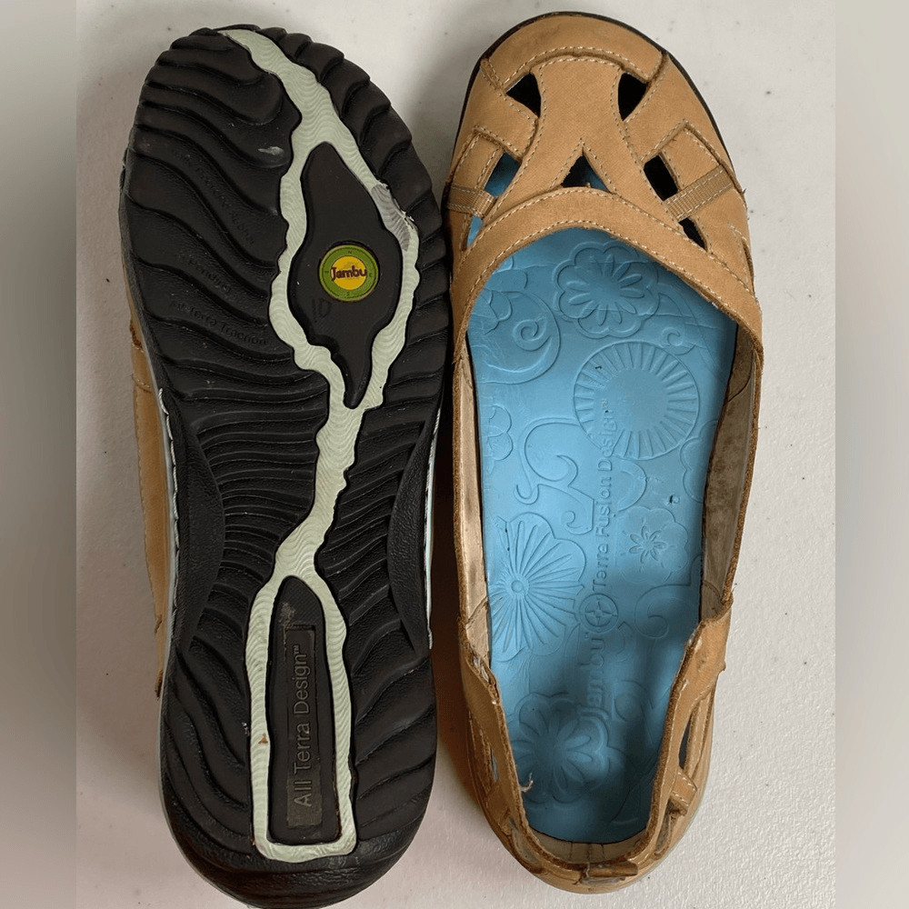 GUC Jambu Women’s All Terra Design Tan Leather Flats Memory Foam Insole Size 8.5