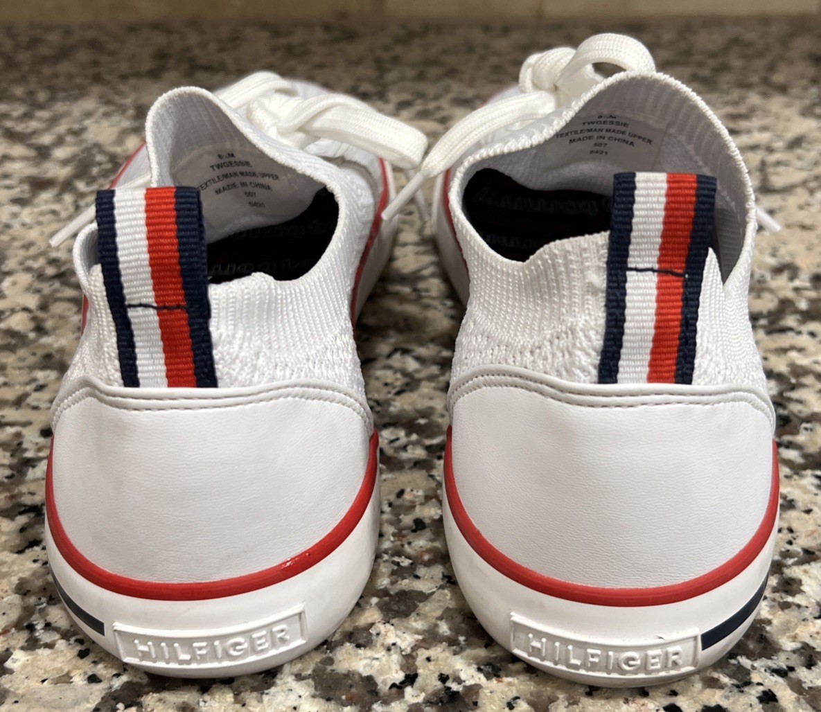 Tommy Hilfiger Women’s Gessie Stretch Knit Sneakers Shoes White Size 8.5