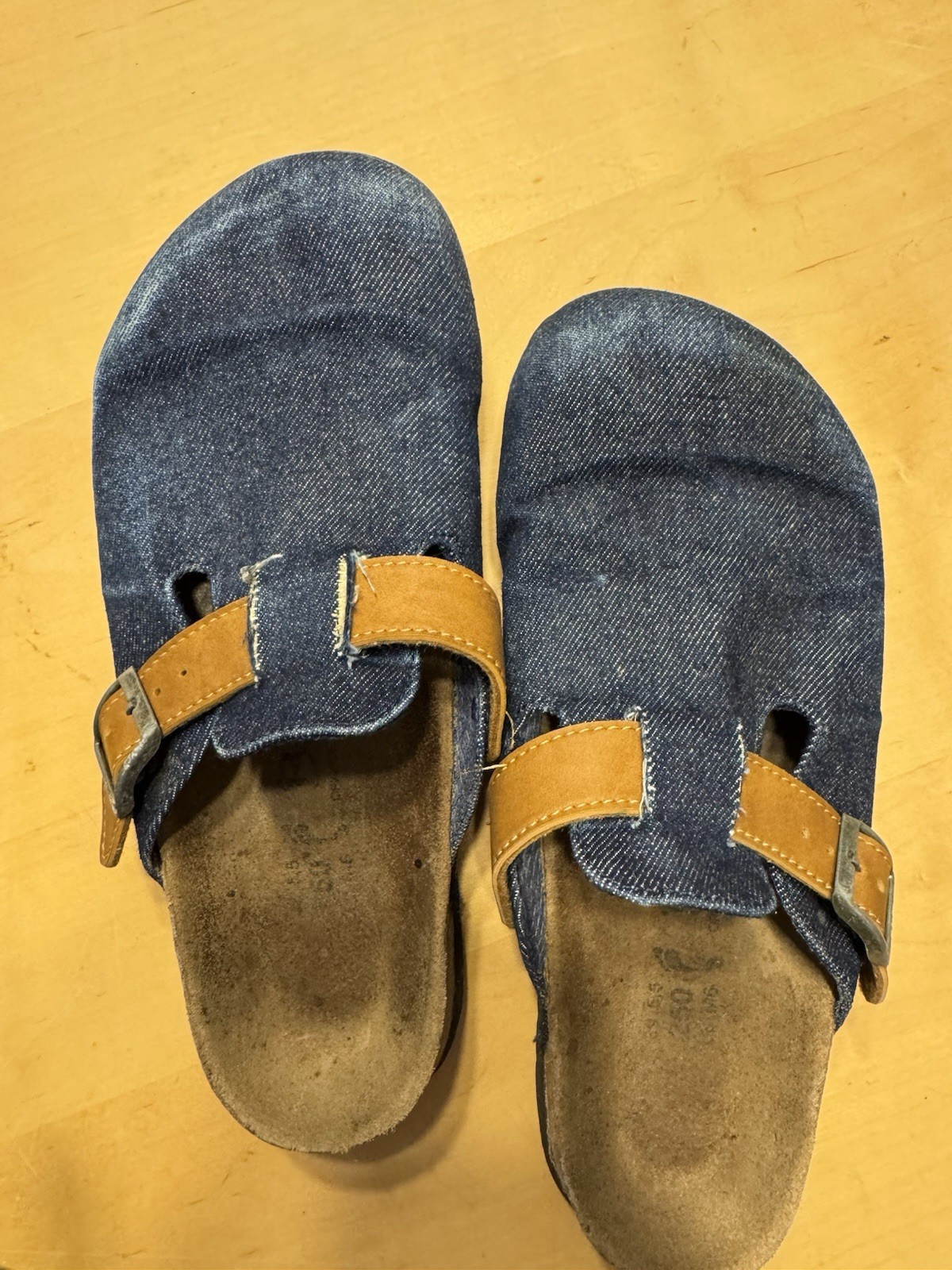 Birkenstock Betula Wm’s Blue Canvas Comfort Clogs Cork Footbed BuckleEU 39 US 8