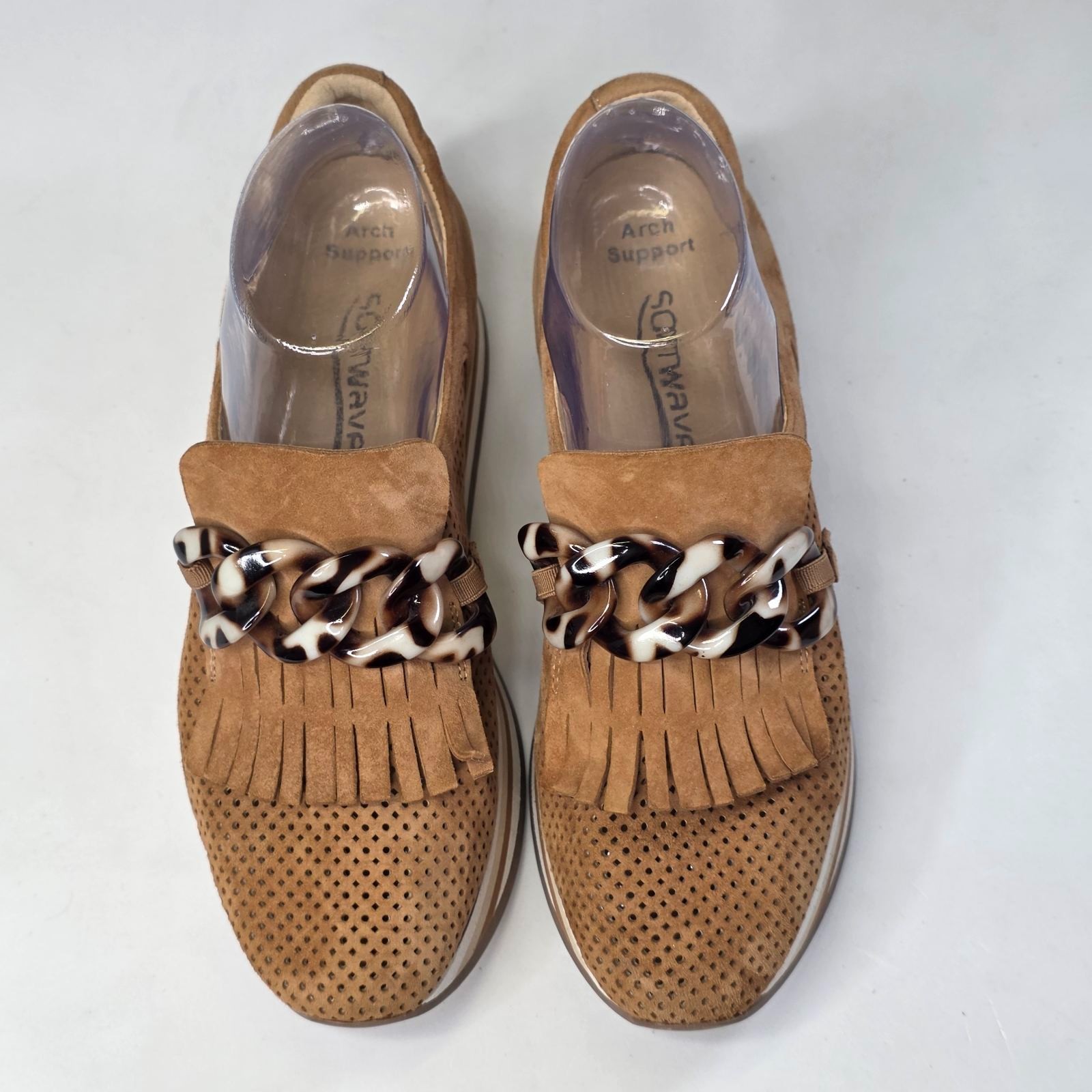 Softwaves Cadie Shoes Women’s 7.5 EU 38 Tan Suede Arch Support Platform Sneakers