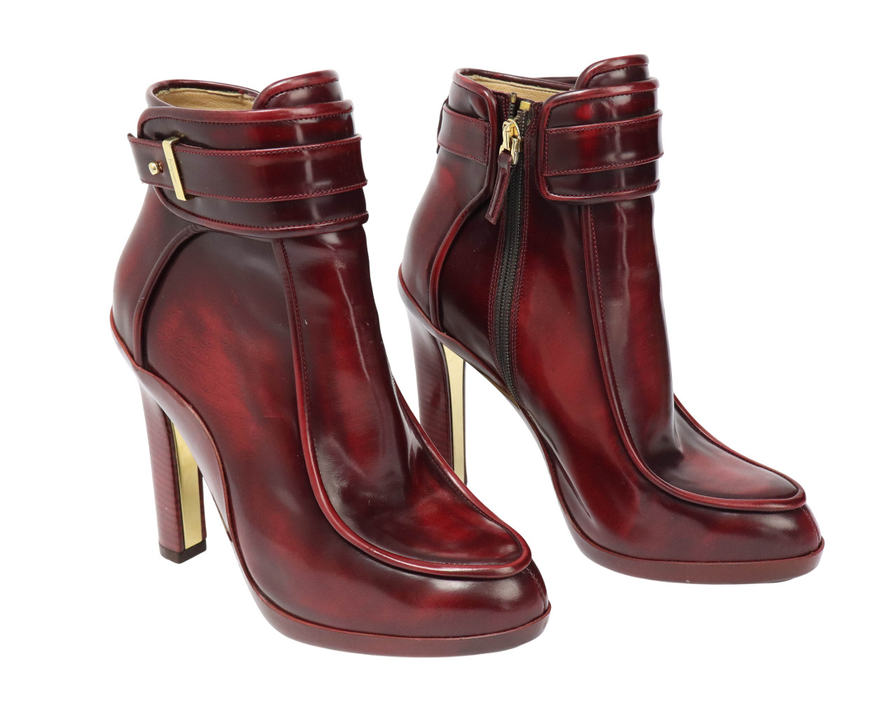 Salvatore Ferragamo Shoes Womens (UK) 4.5 Burgundy Leather Ankle High Heel